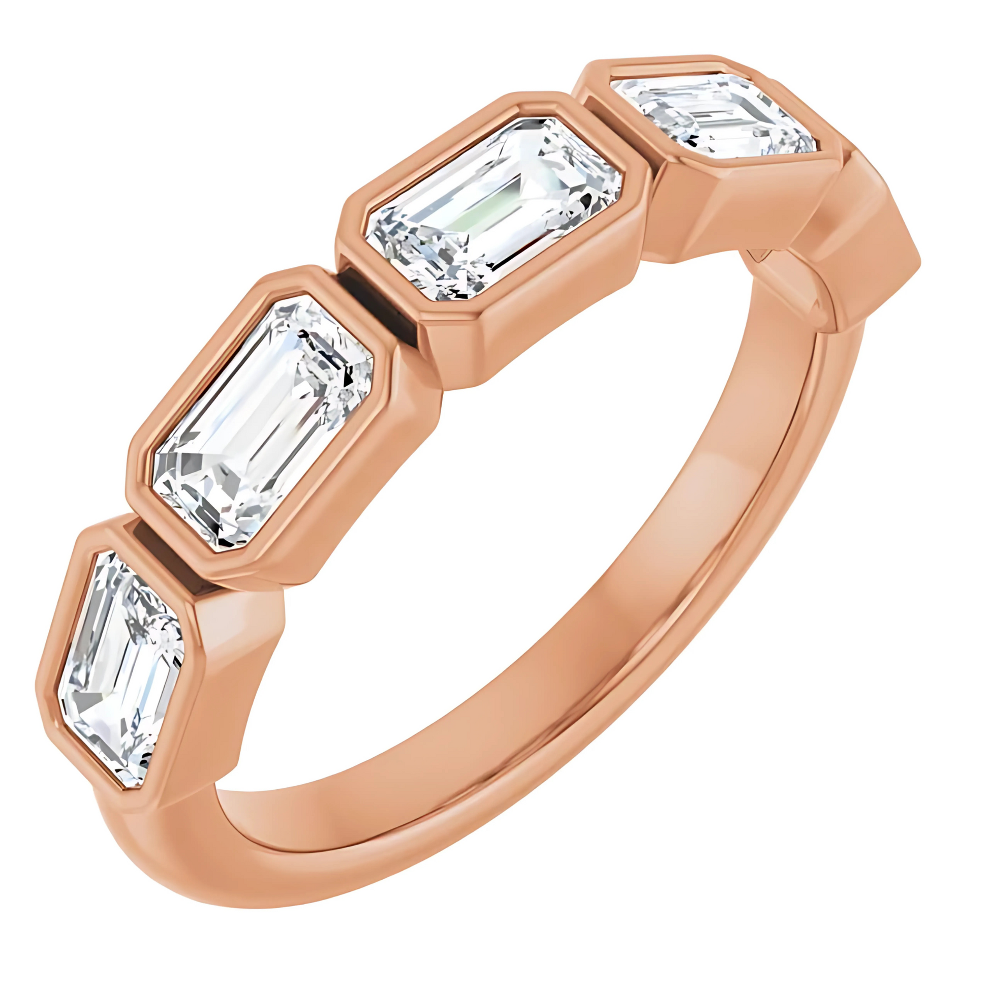 Isabelle East-West Emerald Diamond Bezel Ring