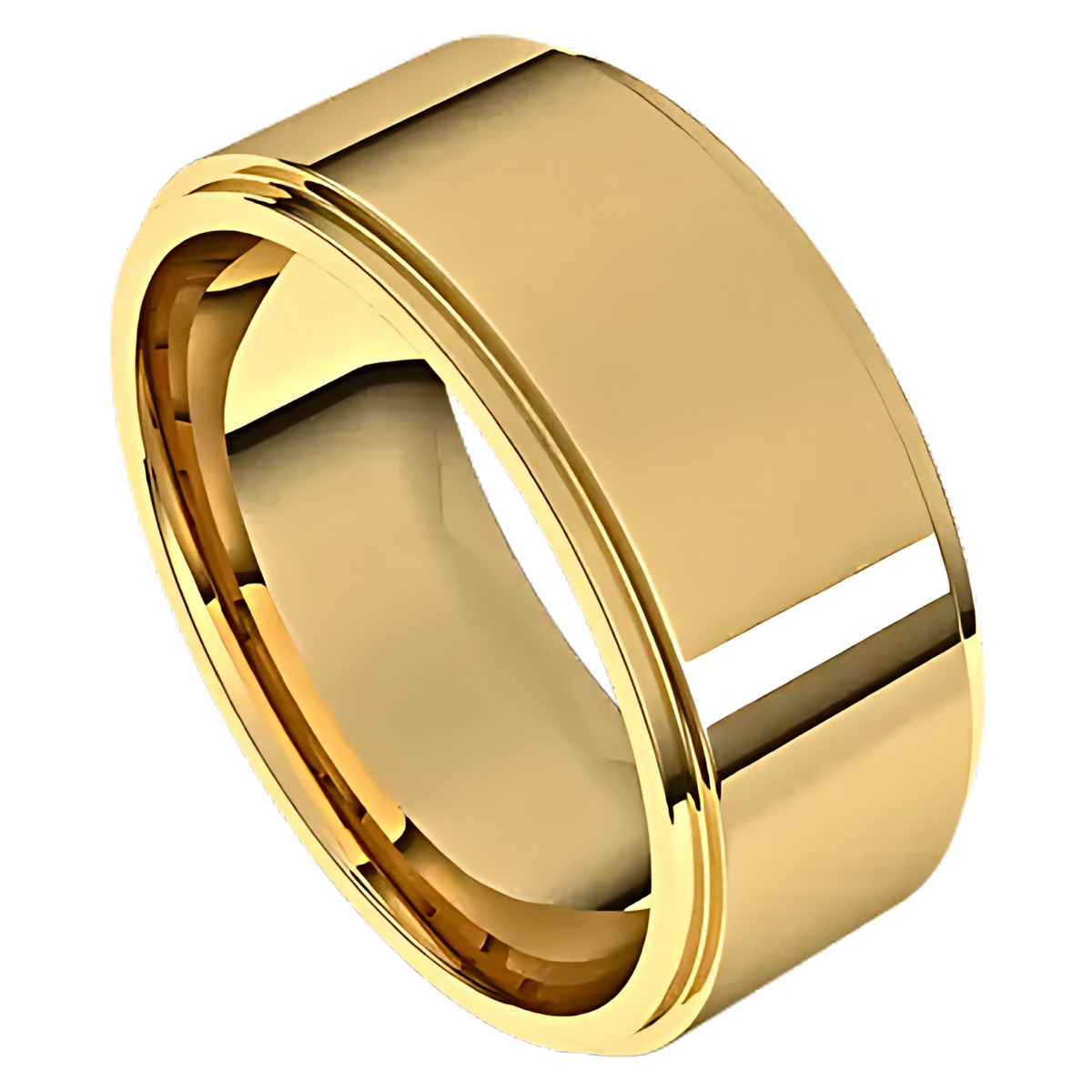Comfort-Fit Stepped Edge Polished Men's Wedding Ring