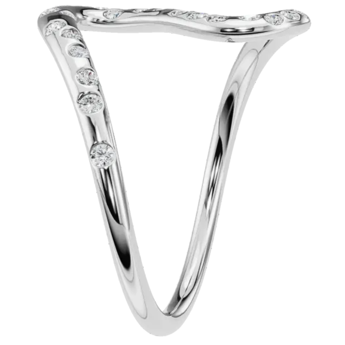 Seraphina Scattered Diamond Bezel Wave Ring