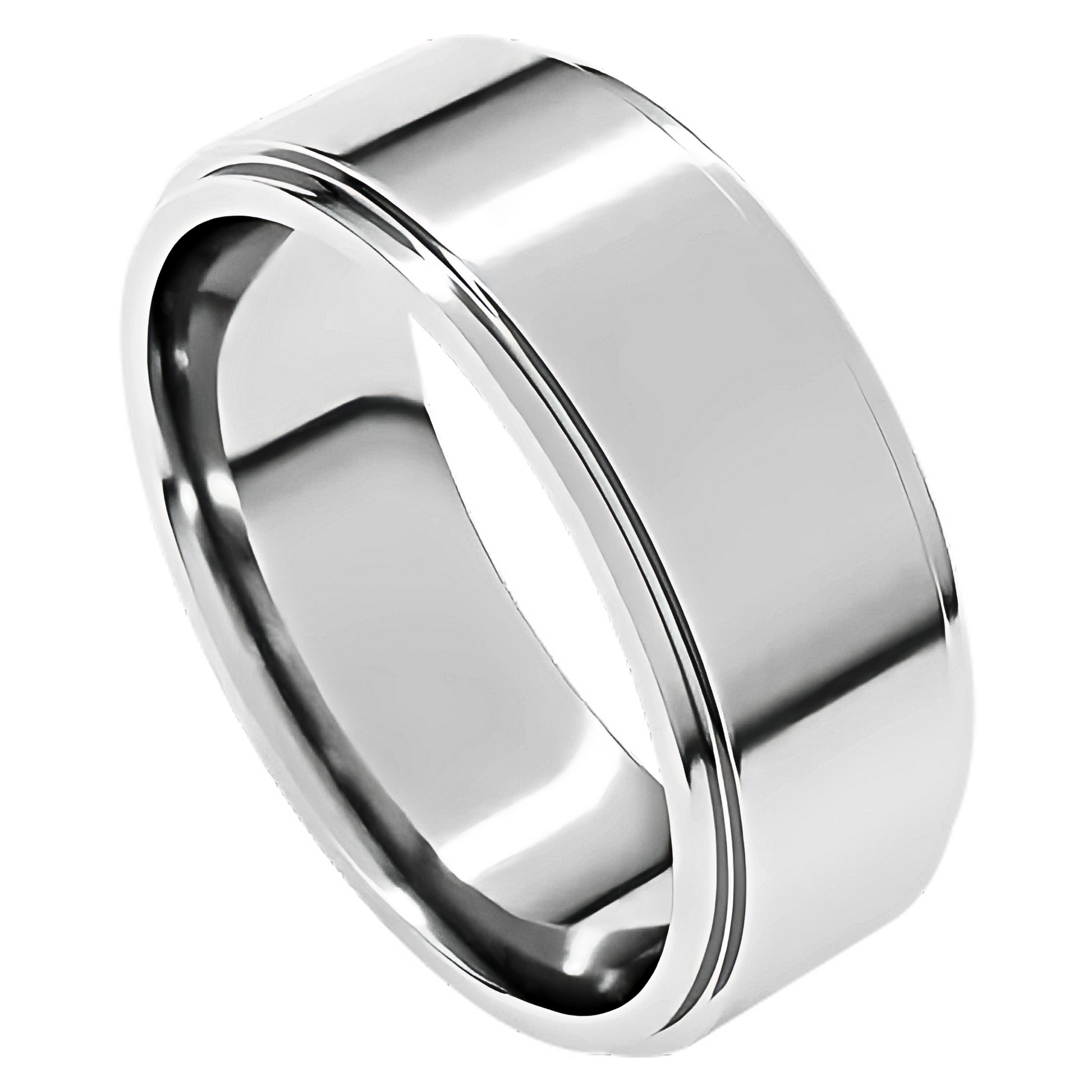 Comfort-Fit Stepped Edge Polished Men's Wedding Ring
