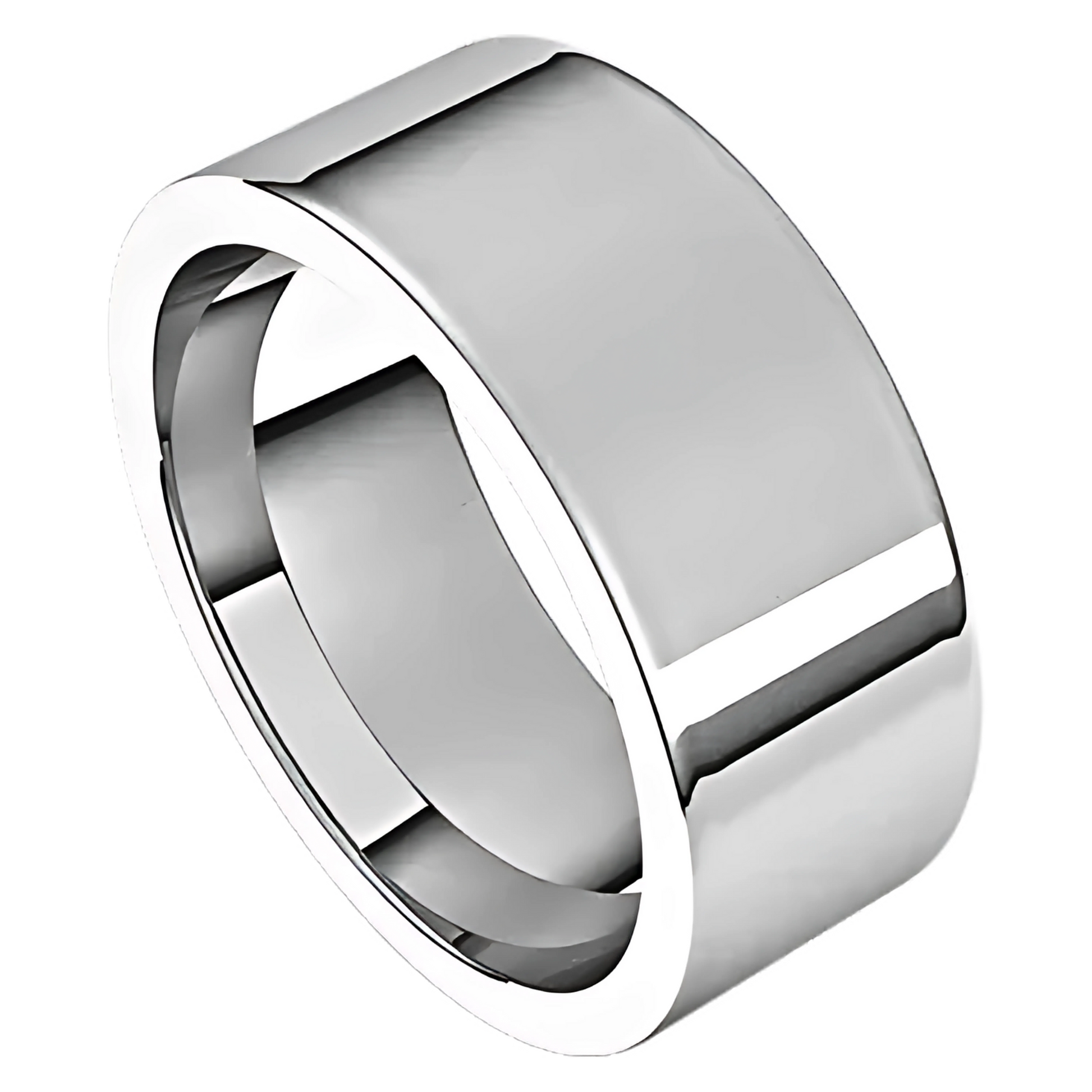 Comfort-Fit Flat Polished Men's Wedding Ring