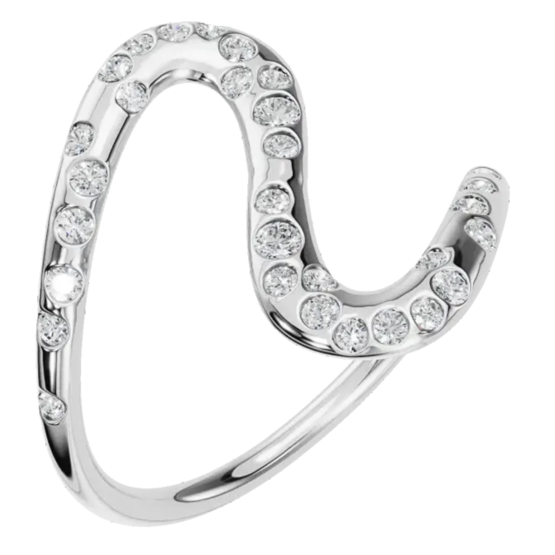 Seraphina Scattered Diamond Bezel Wave Ring