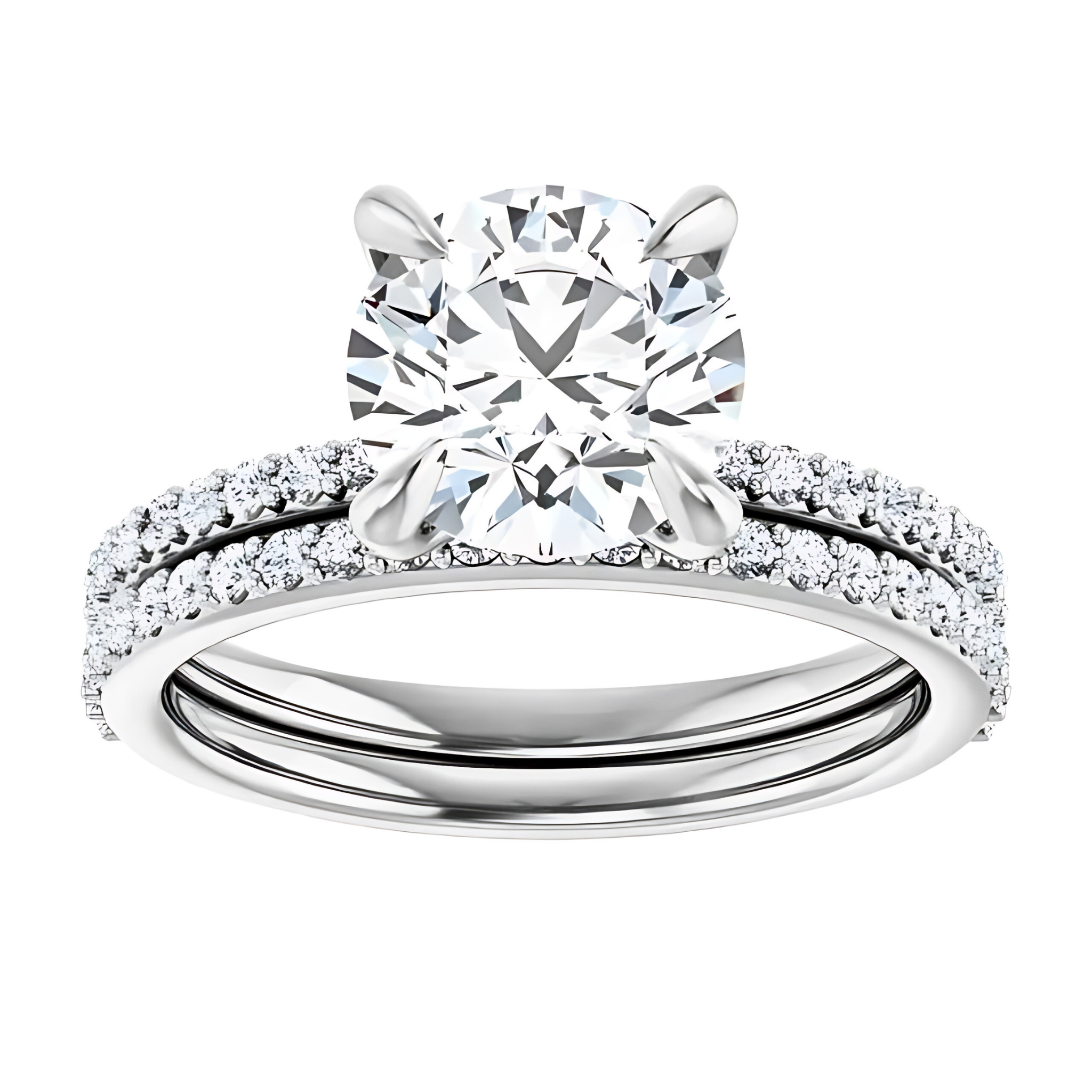 Charlotte Pavé Diamond Setting & Matching Wedding Ring
