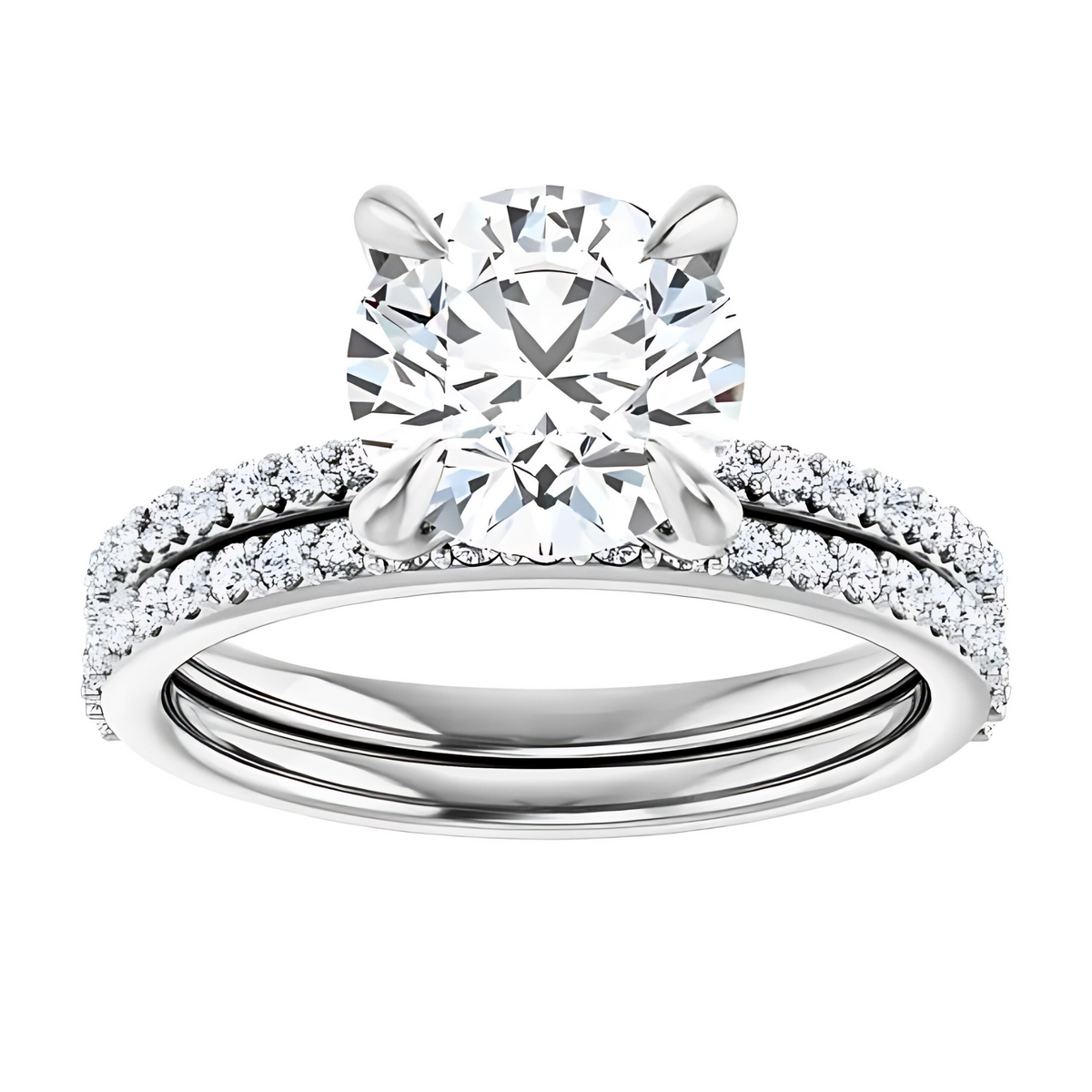 Charlotte Pavé Diamond Setting & Matching Wedding Ring