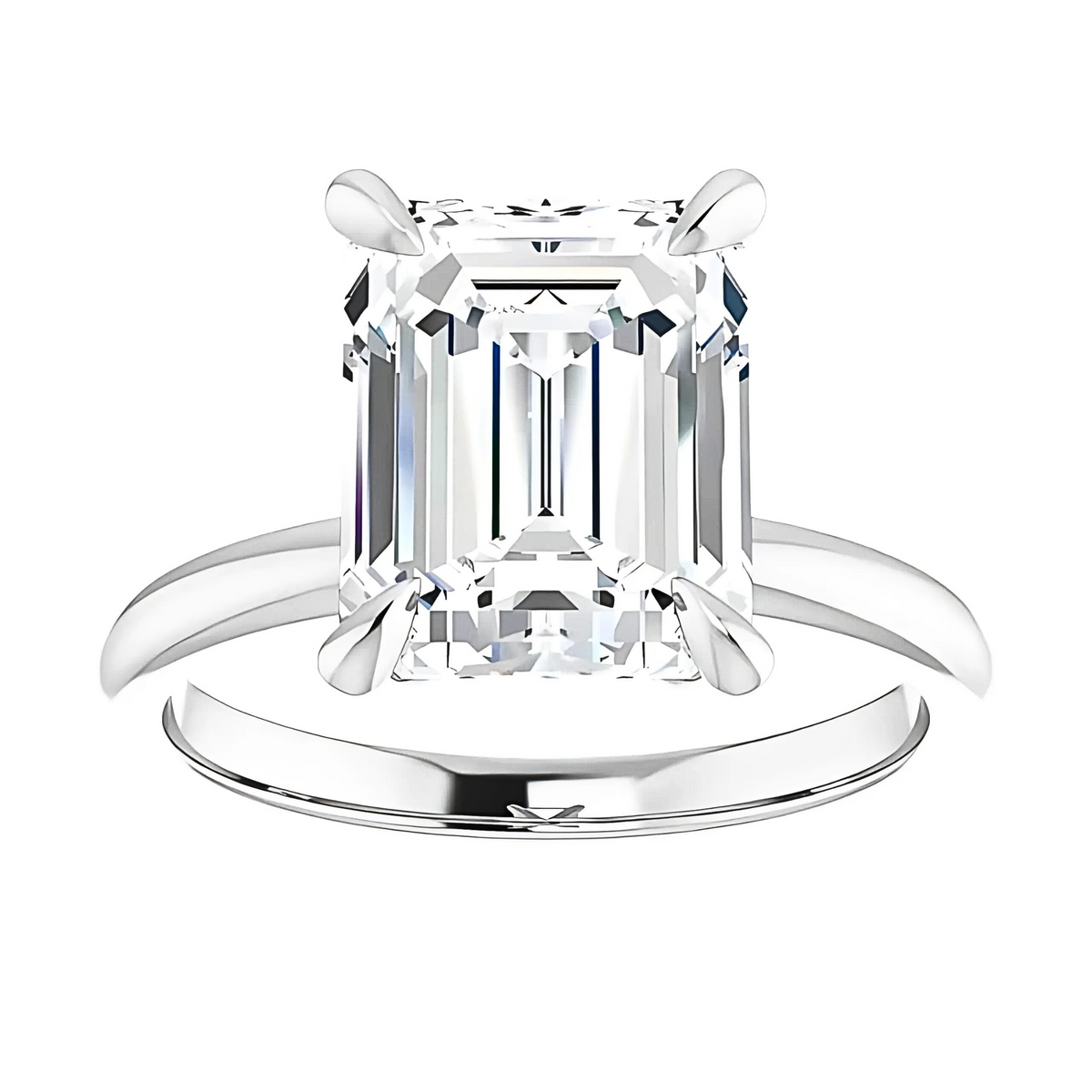 Olivia Emerald Moissanite Solitaire Engagement Ring