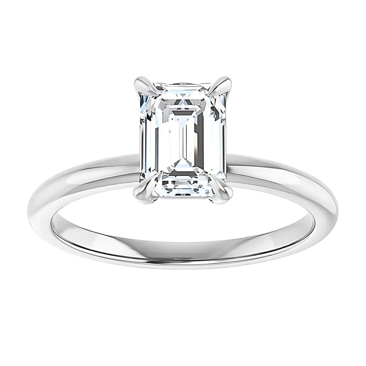 Olivia Emerald Moissanite Solitaire Engagement Ring
