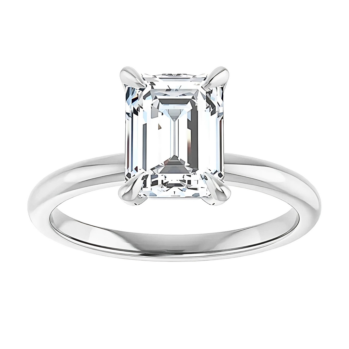 Olivia Emerald Moissanite Solitaire Engagement Ring
