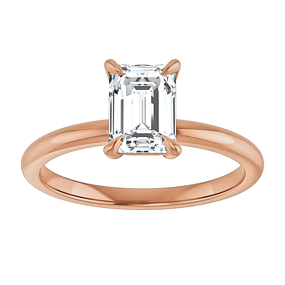 Olivia Emerald Moissanite Solitaire Engagement Ring