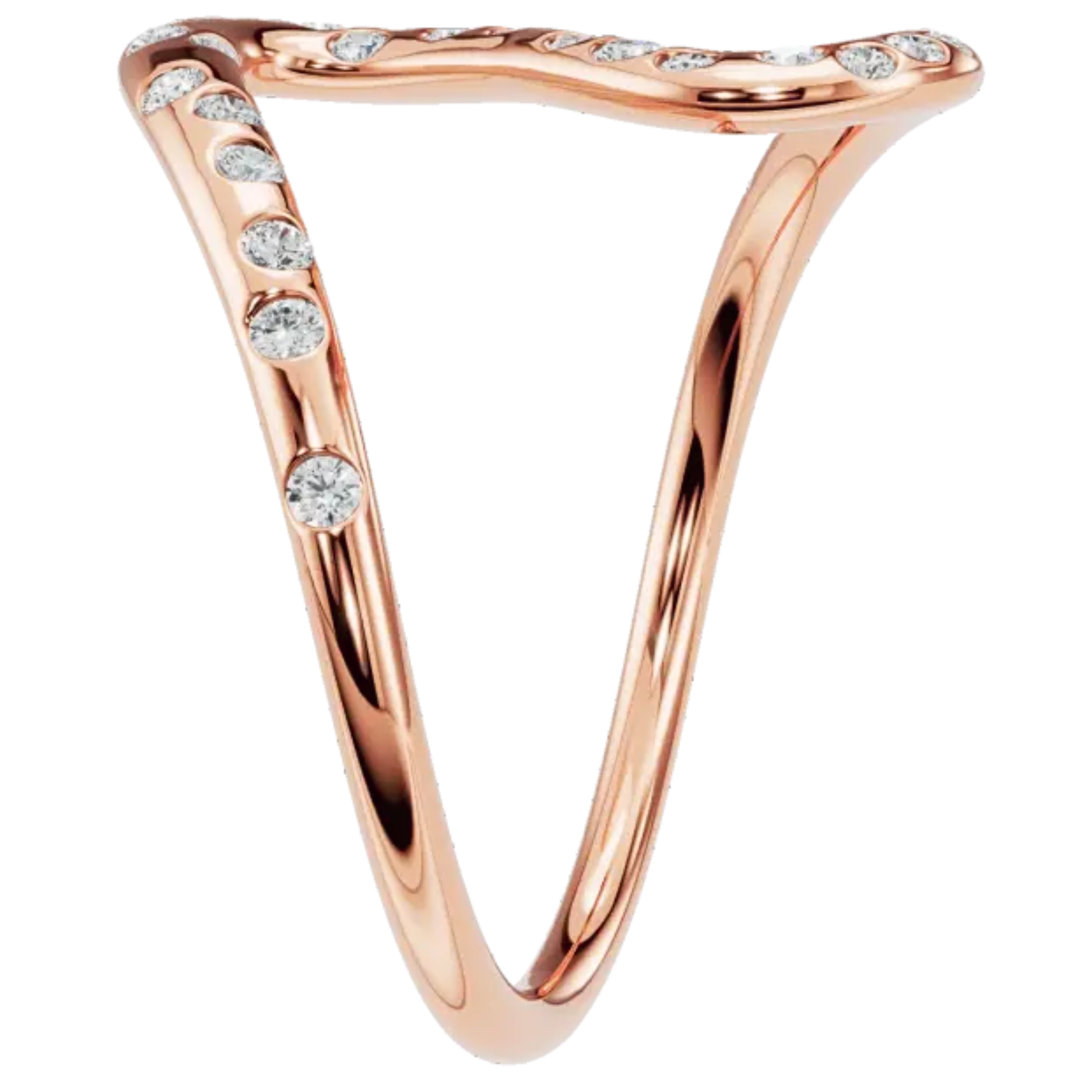 Seraphina Scattered Diamond Bezel Wave Ring
