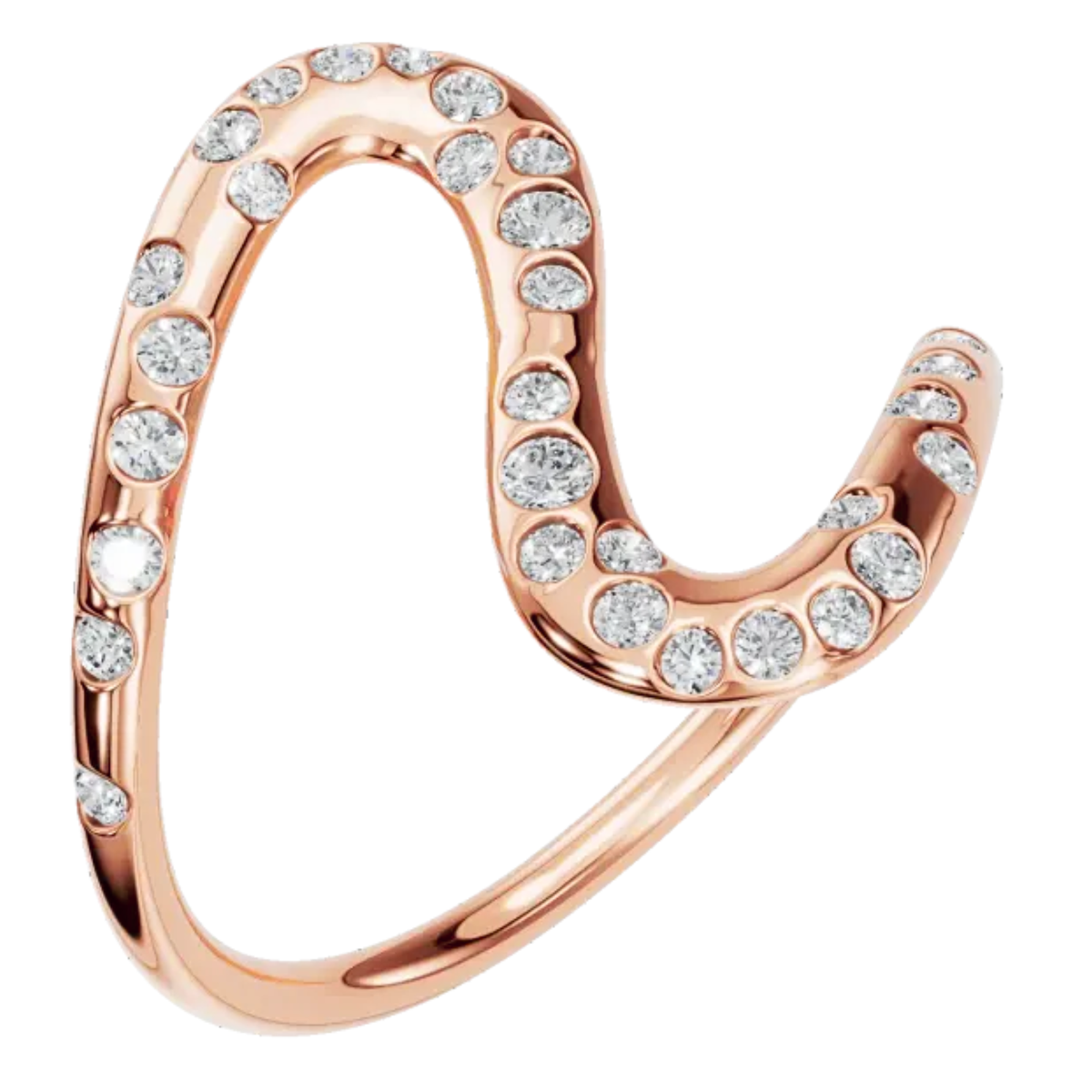 Seraphina Scattered Diamond Bezel Wave Ring