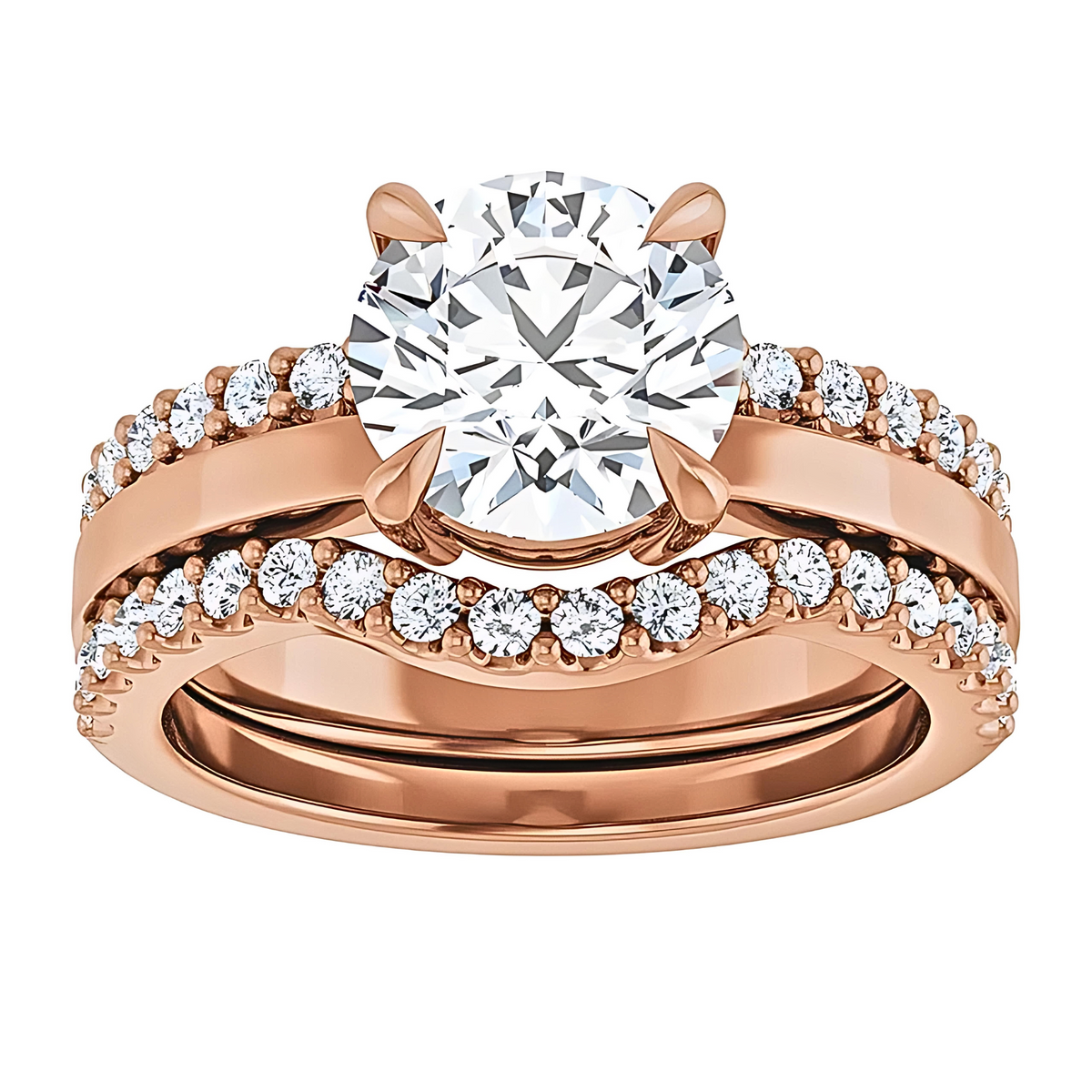 Summer Curved Pavé Diamond Wedding Ring