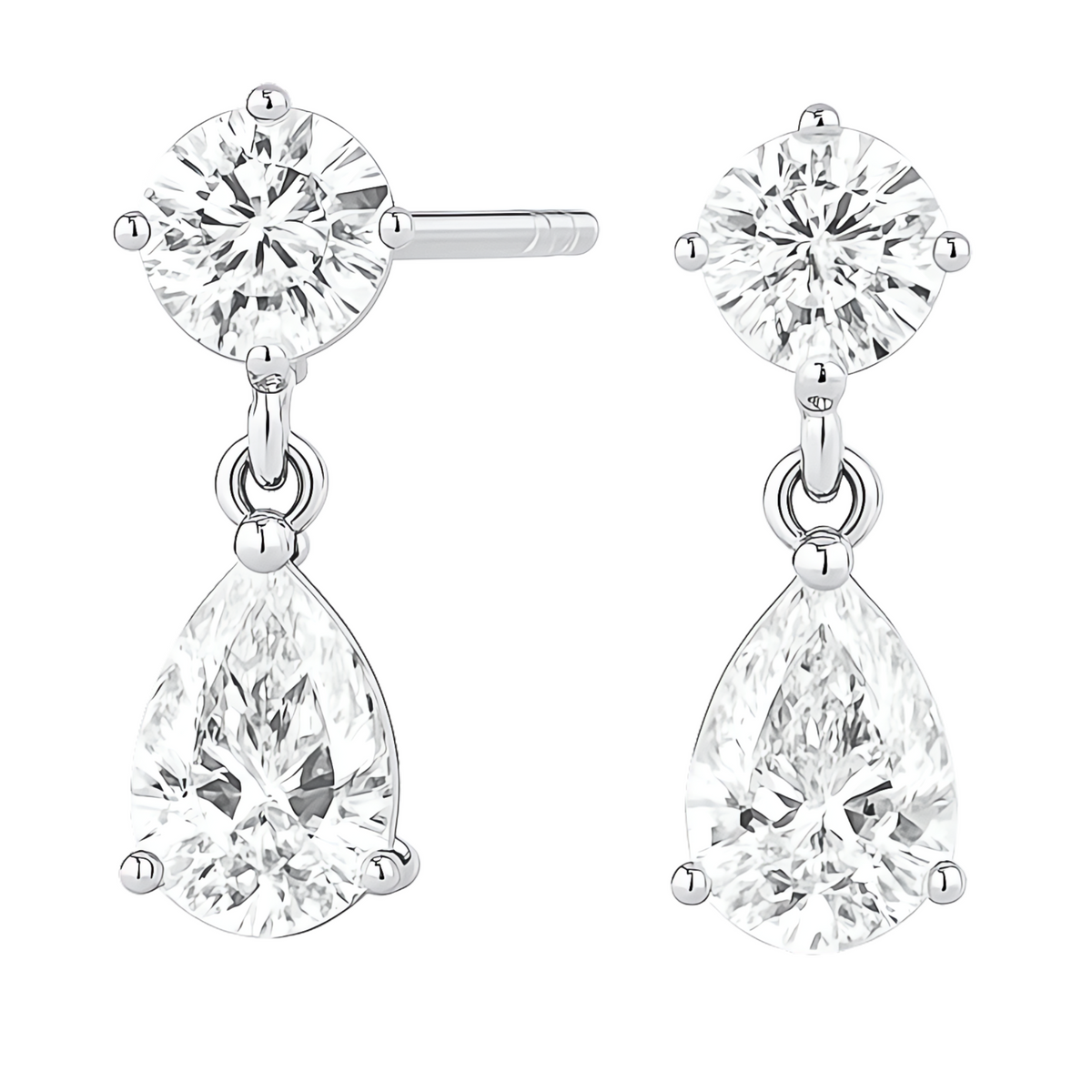 Nora Round & Pear Lab Grown Diamond Drop Earrings