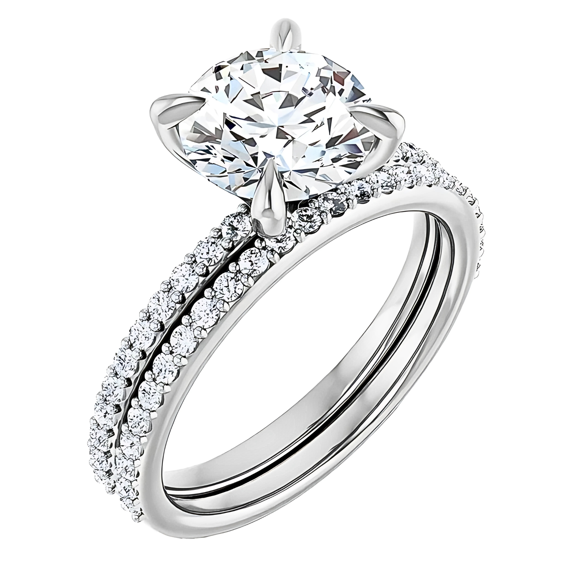 Charlotte Pavé Diamond Setting & Matching Wedding Ring