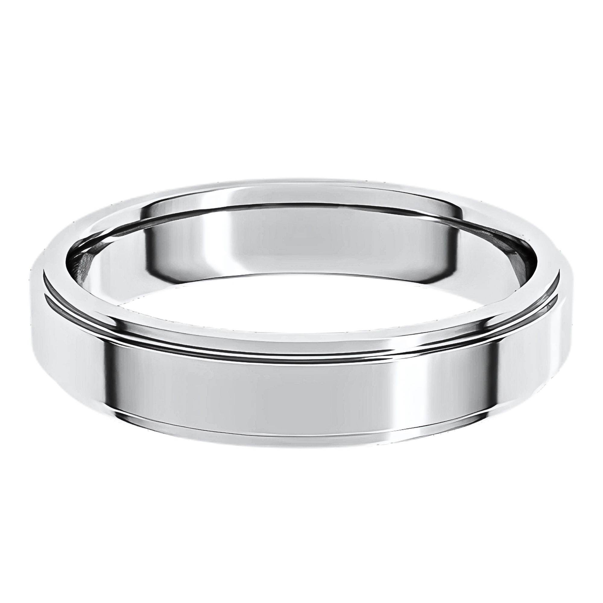 Comfort-Fit Stepped Edge Polished Men's Wedding Ring
