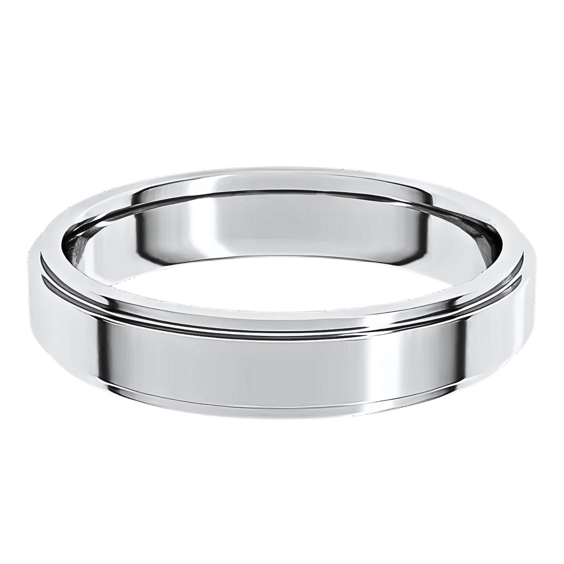 Comfort-Fit Stepped Edge Polished Men's Wedding Ring