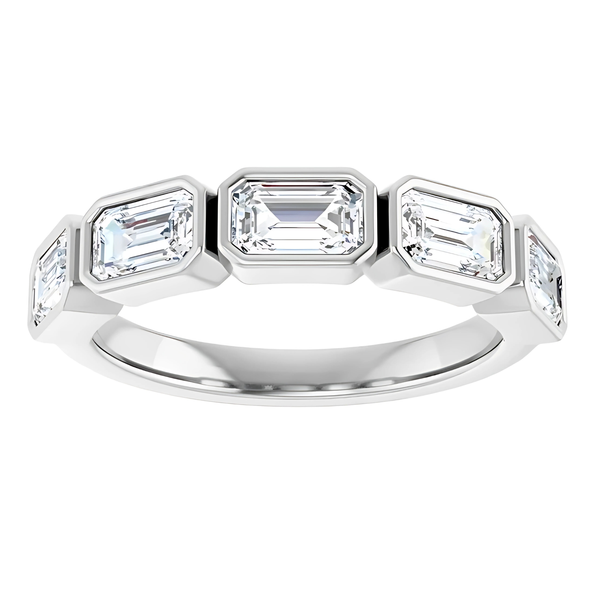 Isabelle East-West Emerald Diamond Bezel Ring