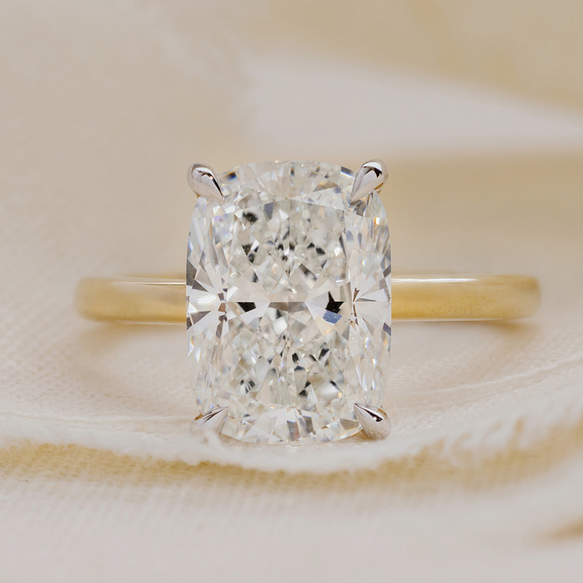 Olivia 3.80 CT E VS1 Elongated Cushion Lab Grown Diamond Solitaire Engagement Ring