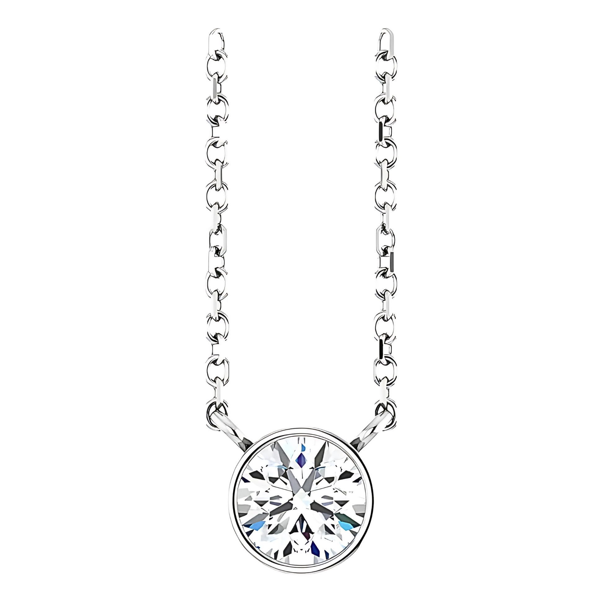 Hadley Solitaire Round Diamond Bezel Pendant Necklace
