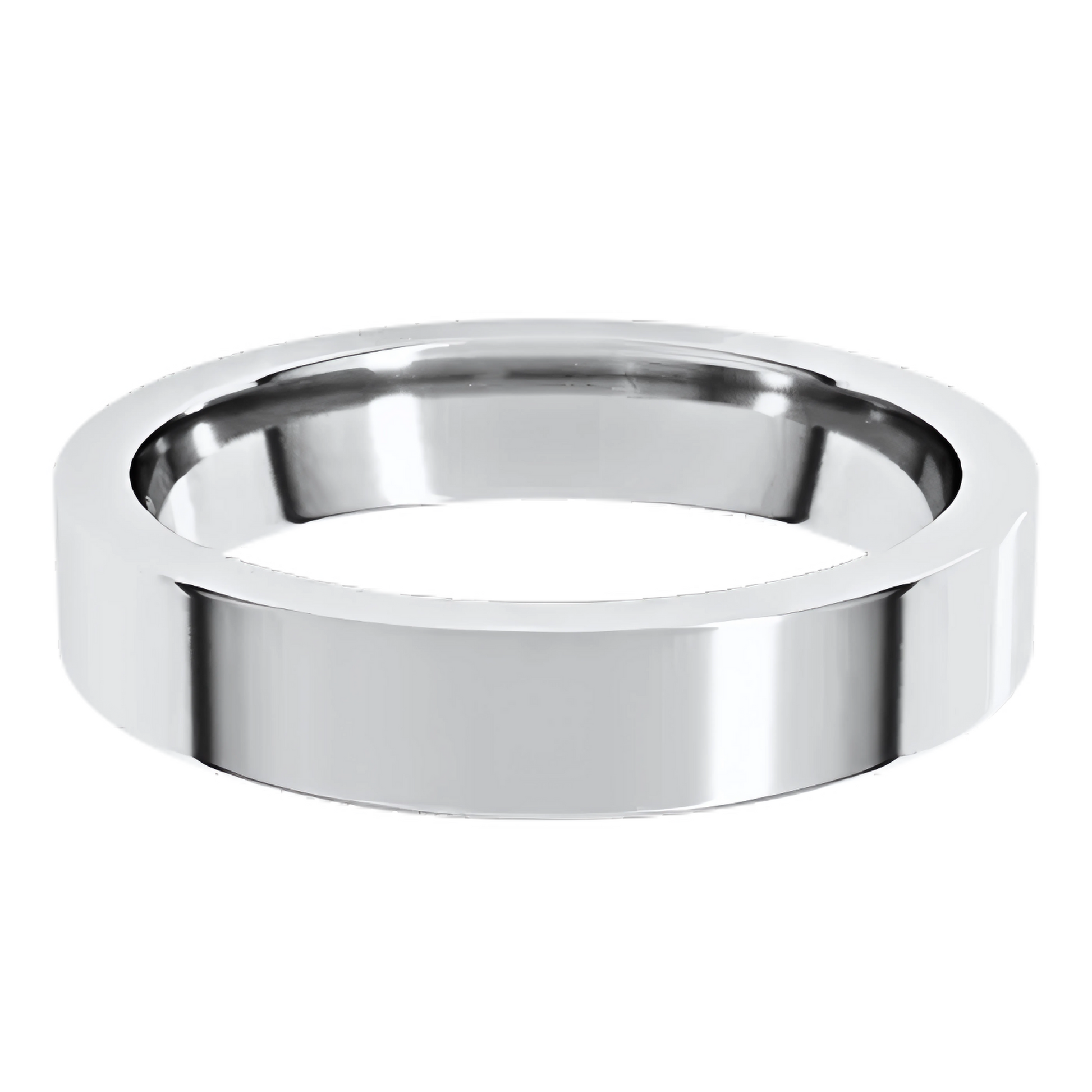 Comfort-Fit Flat Polished Men's Wedding Ring