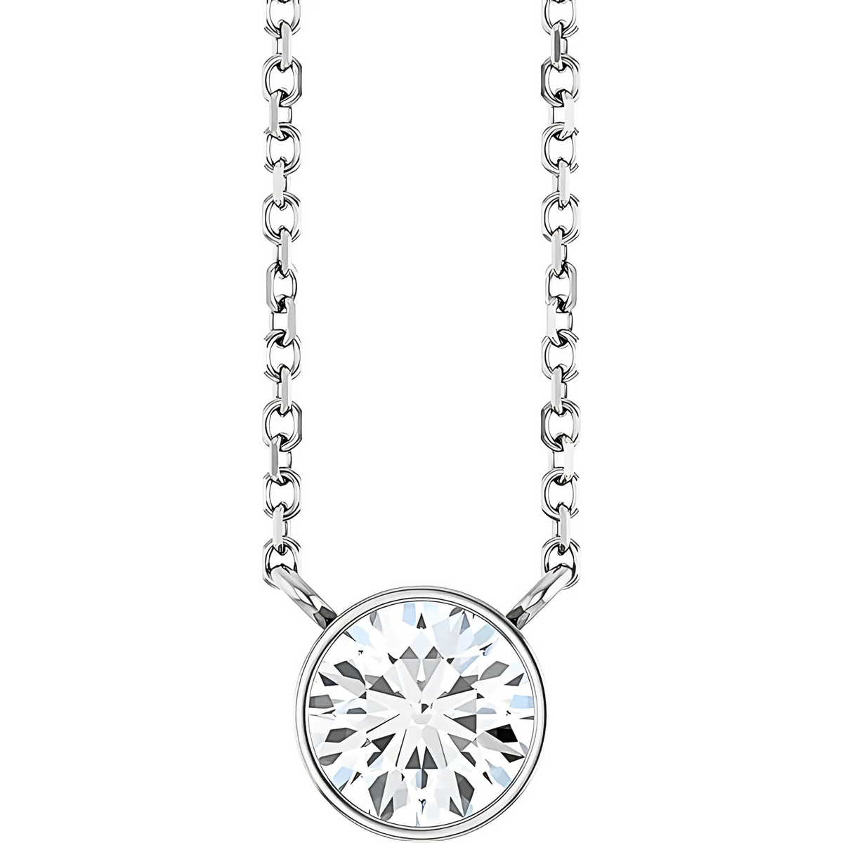 Hadley Solitaire Round Diamond Bezel Pendant Necklace