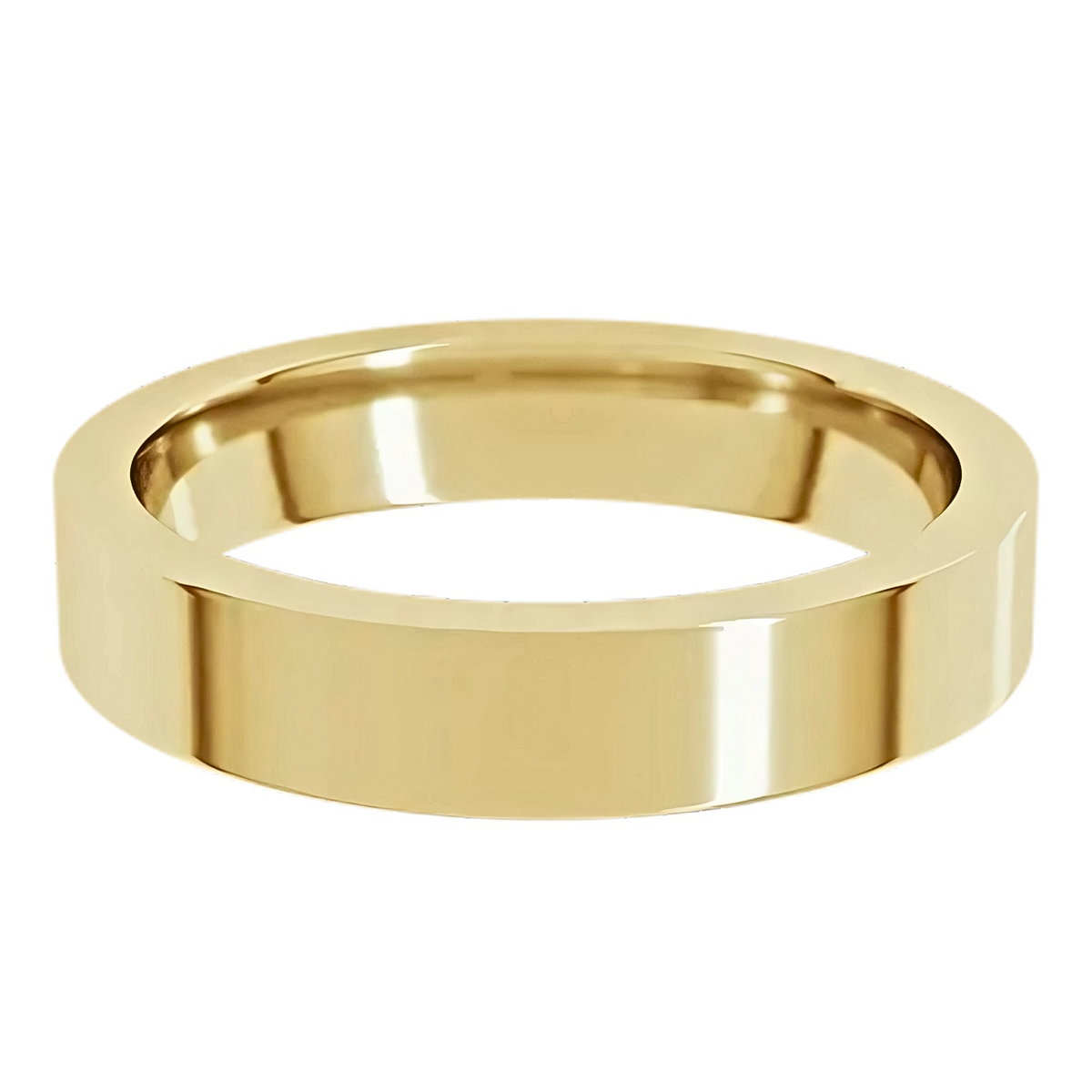 Comfort-Fit Flat Polished Men's Wedding Ring