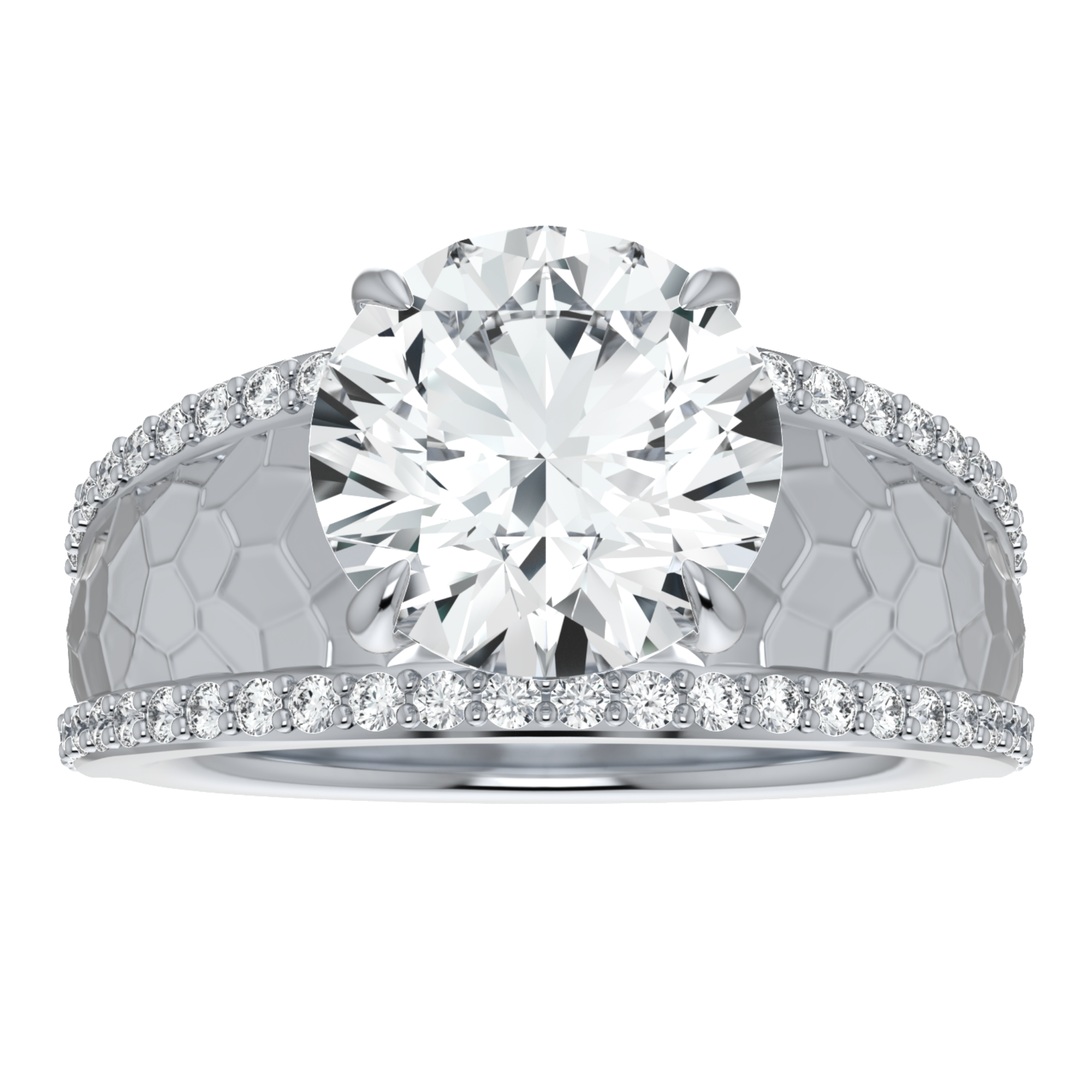 Nell Pavé Edge Hammered Cigar Band Setting