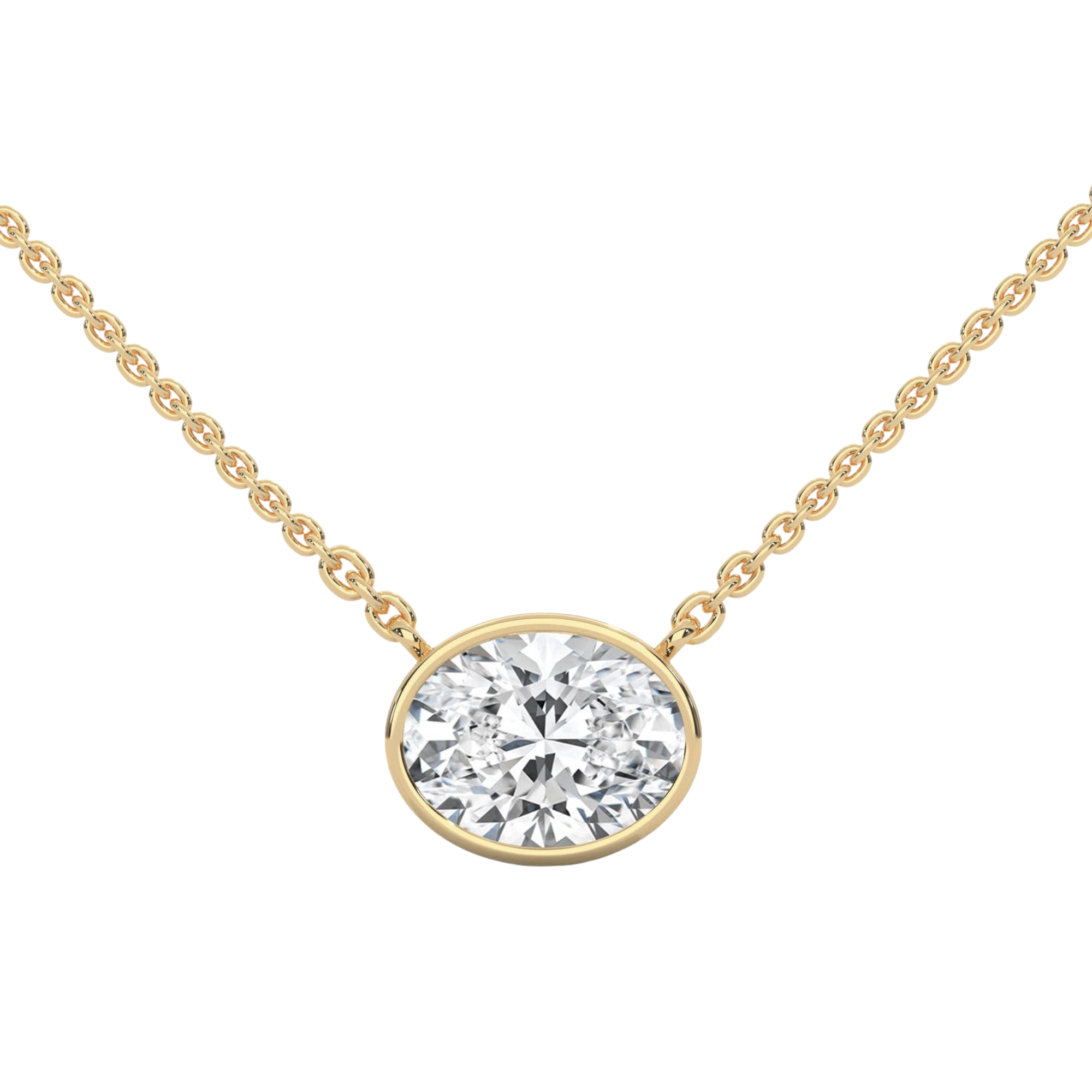 Madeline Bezel East-West Oval Lab Grown Diamond Necklace