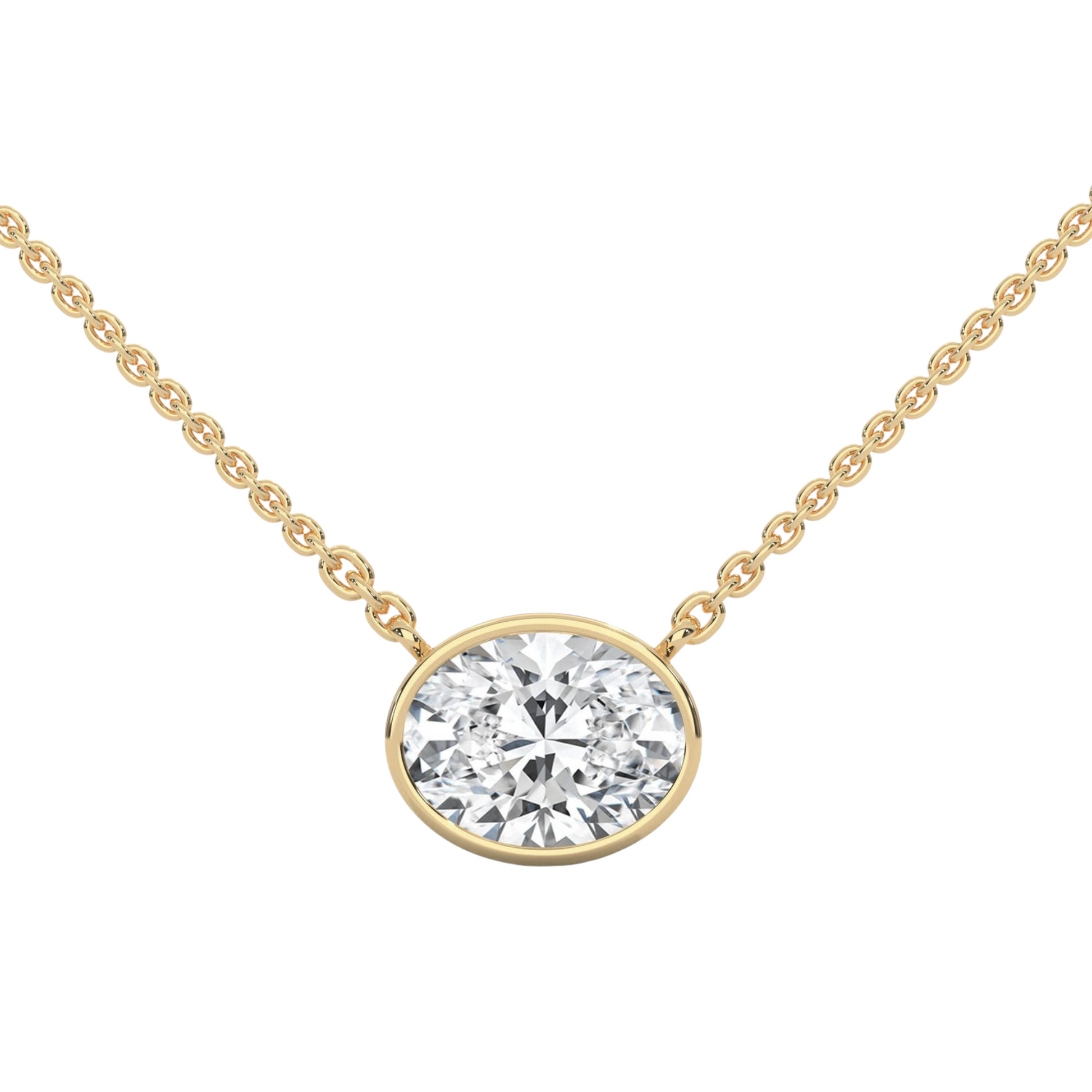Madeline Bezel East-West Oval Lab Grown Diamond Necklace