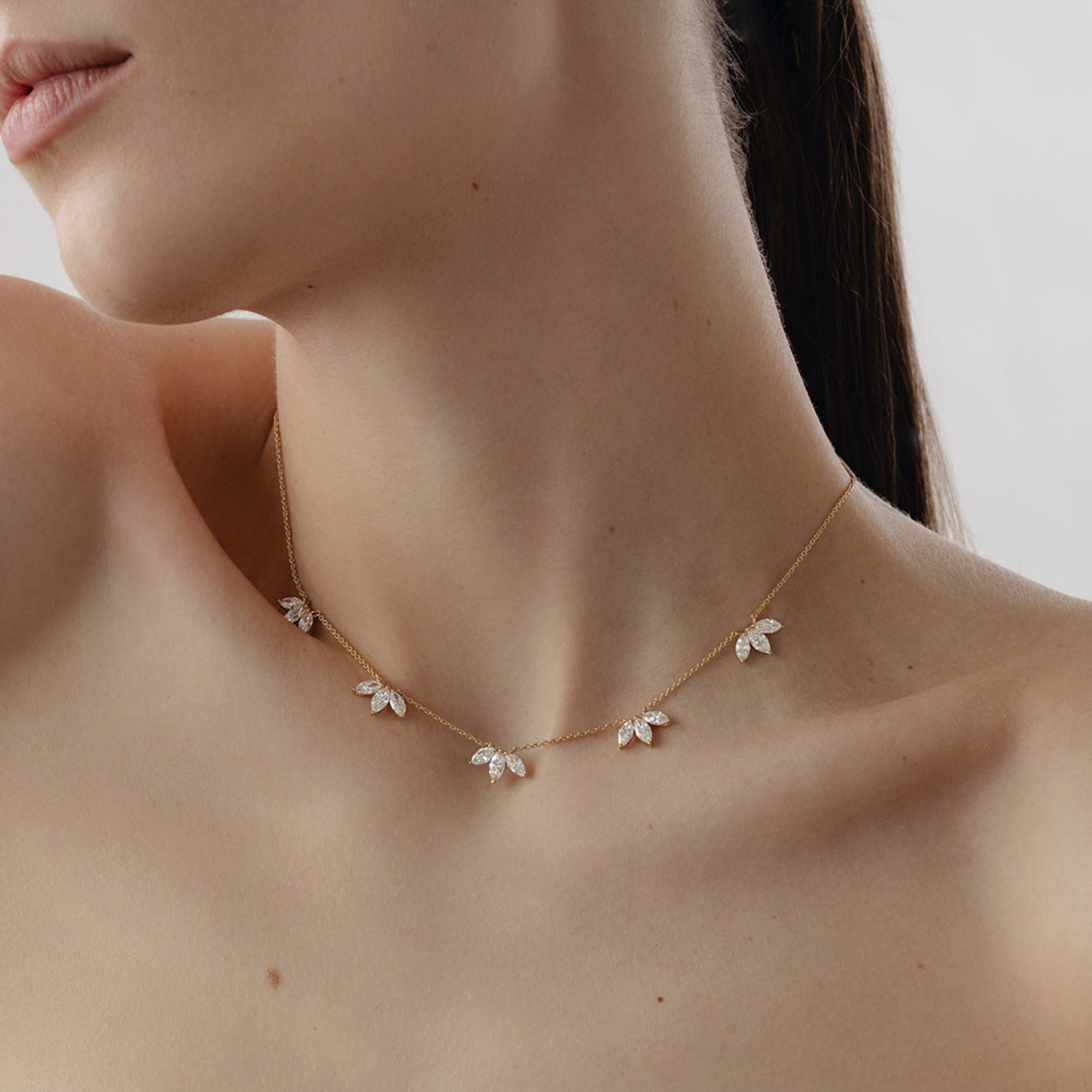Genevieve Floral Marquise Lab Grown Diamond Necklace