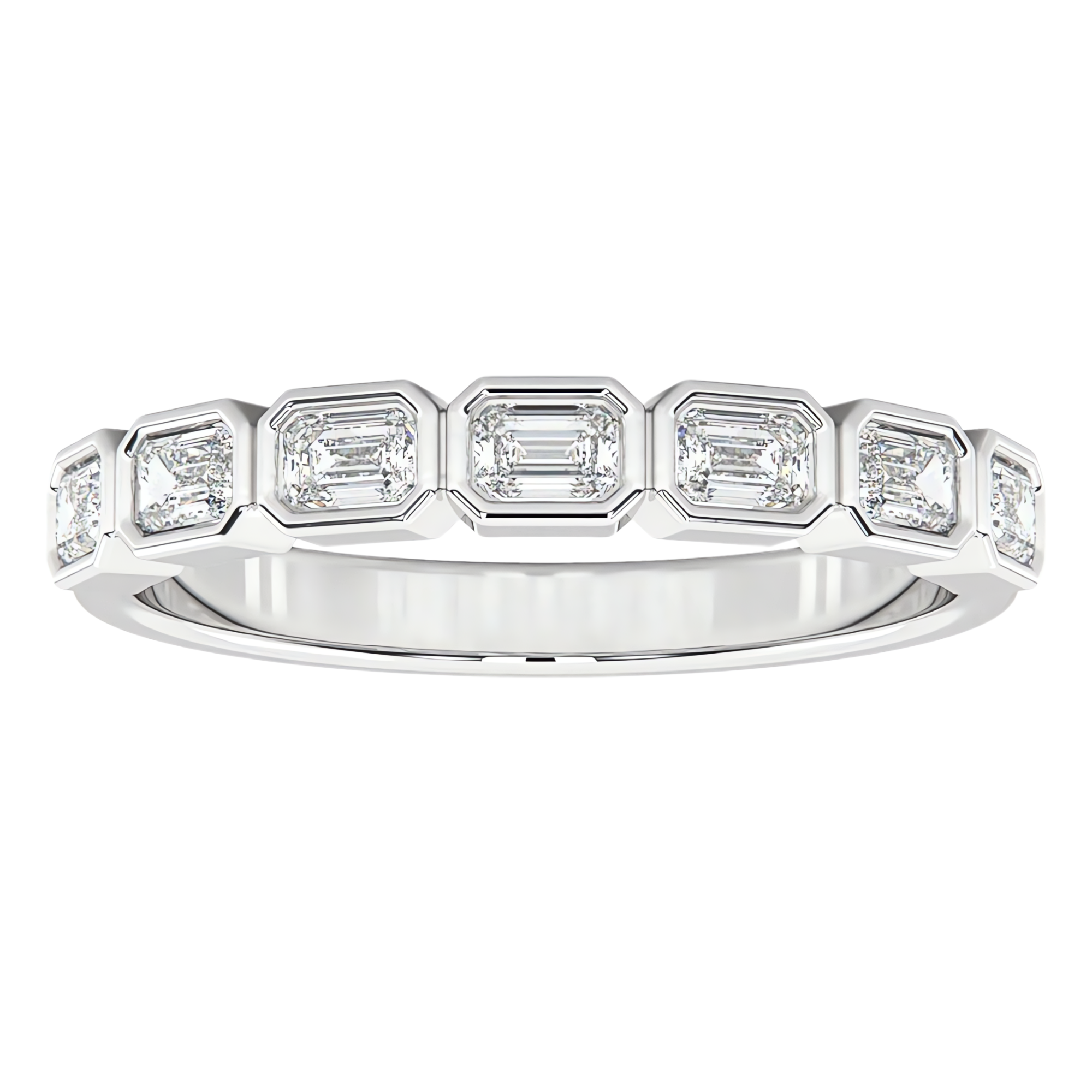 Zoe East-West Emerald Bezel Lab Grown Diamond Ring