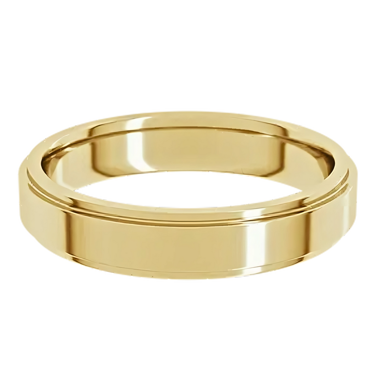 Comfort-Fit Stepped Edge Polished Men's Wedding Ring