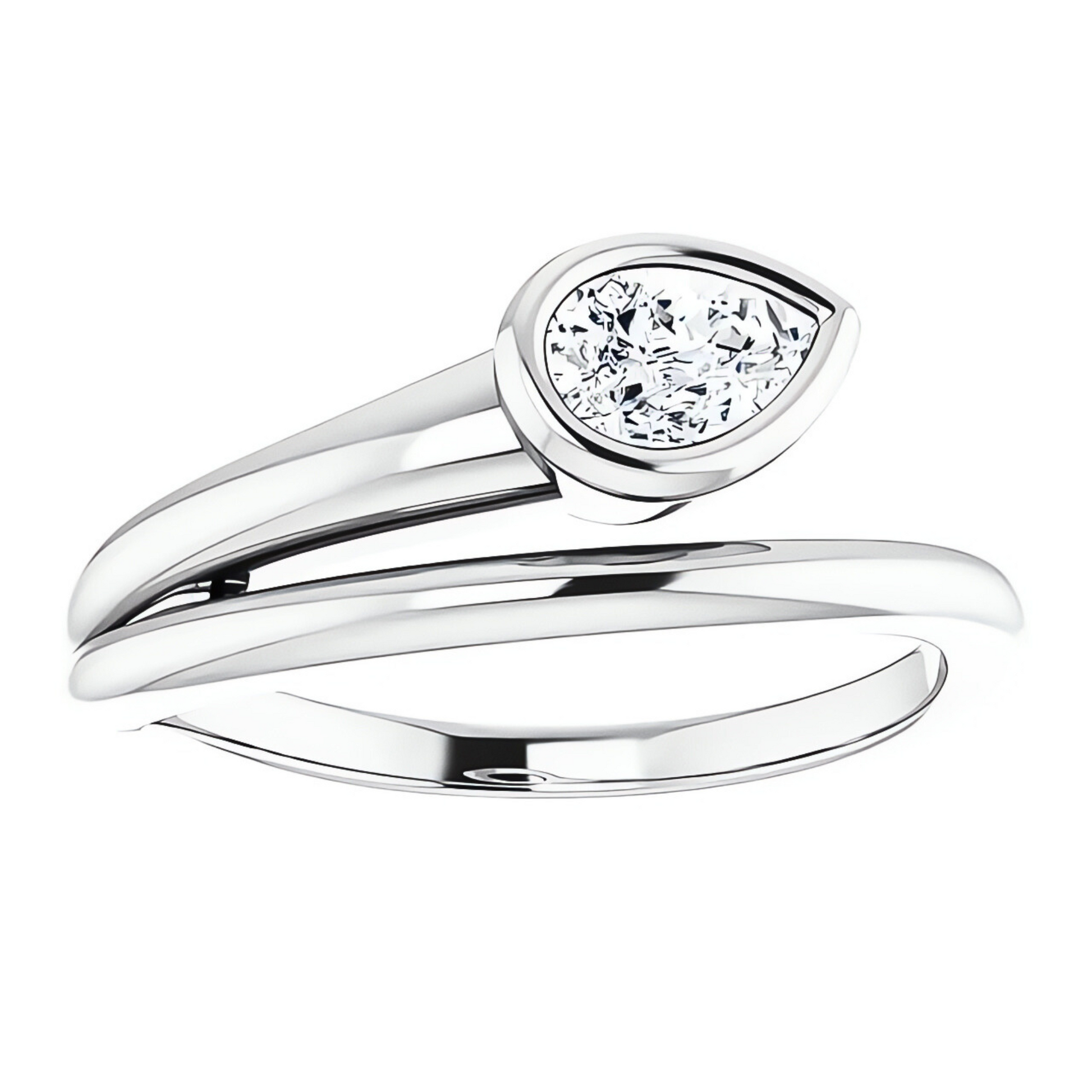 Dottie Pear Diamond Bezel Wrap Pinky Ring