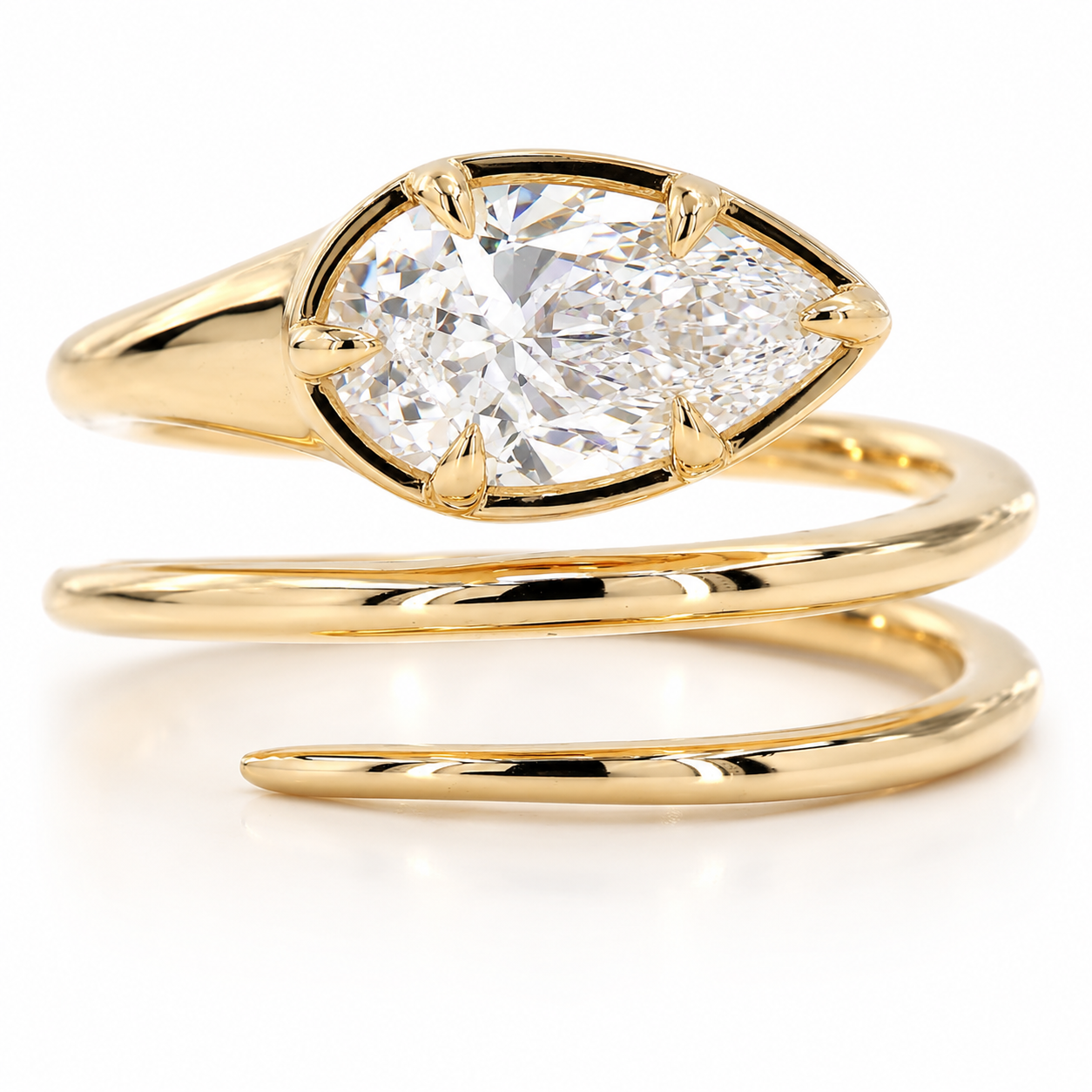 Pear Lab Grown Diamond Bezel Prong Wrap Pinky Ring