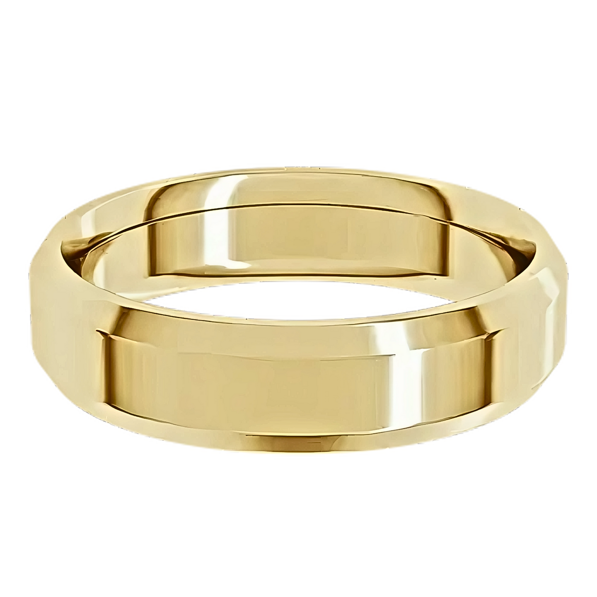 Comfort-Fit Beveled Edge Polished Men's Wedding Ring