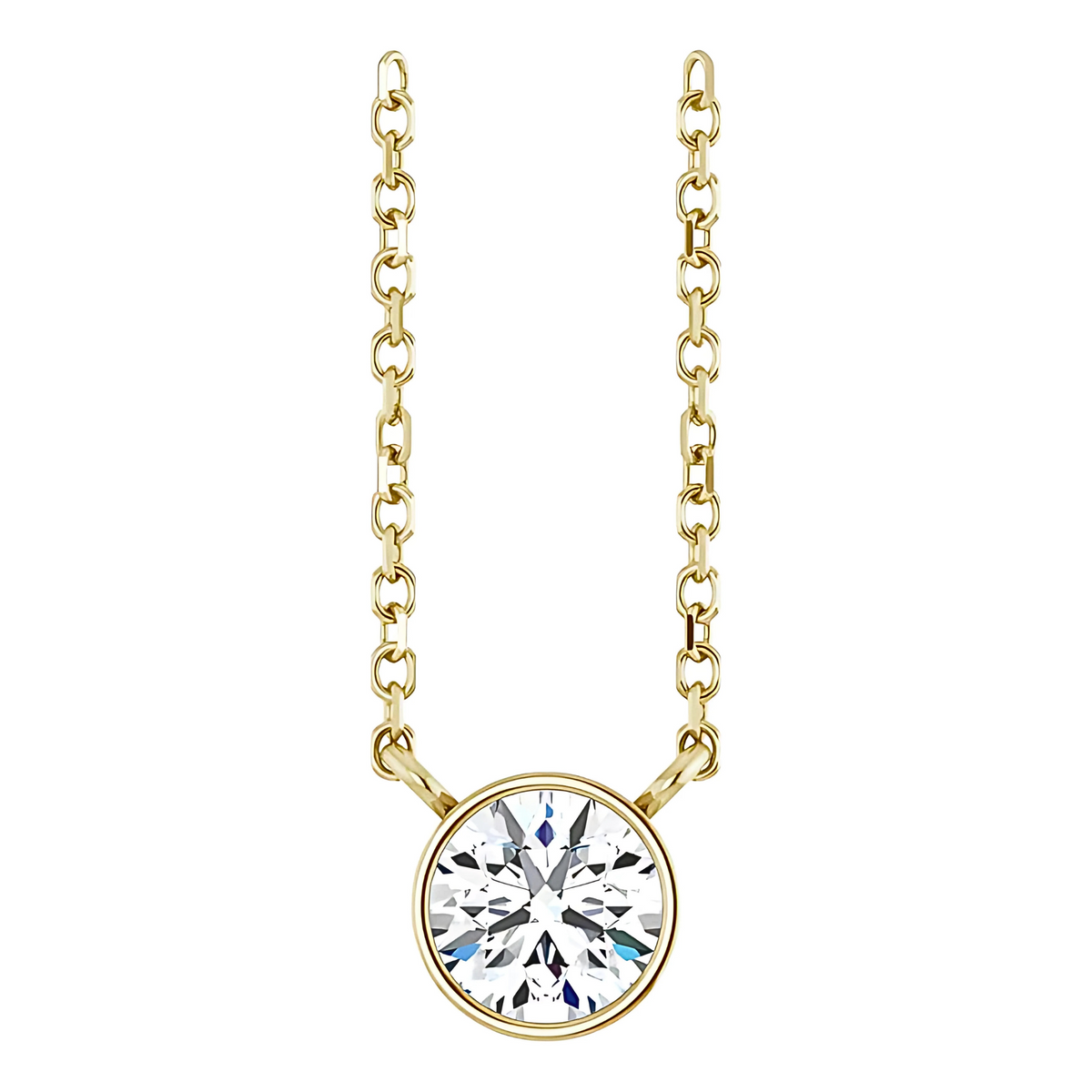 Hadley Solitaire Round Diamond Bezel Pendant Necklace