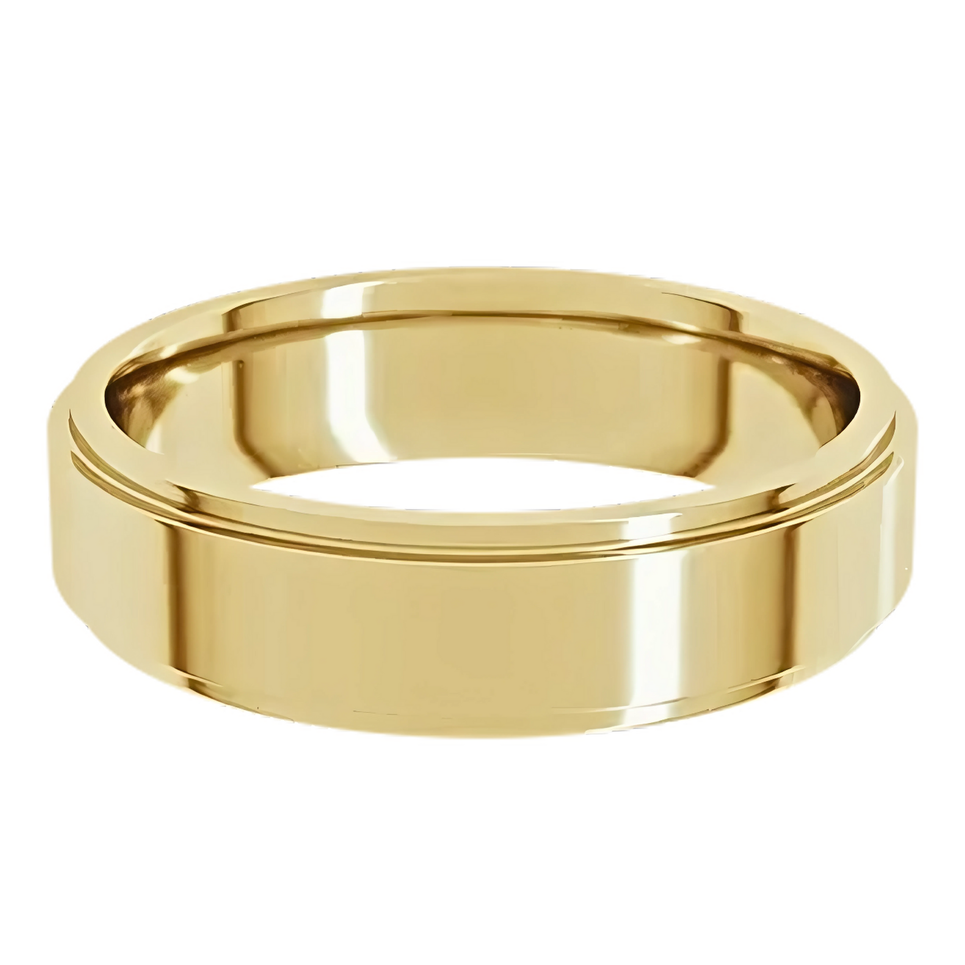 Comfort-Fit Stepped Edge Polished Men's Wedding Ring