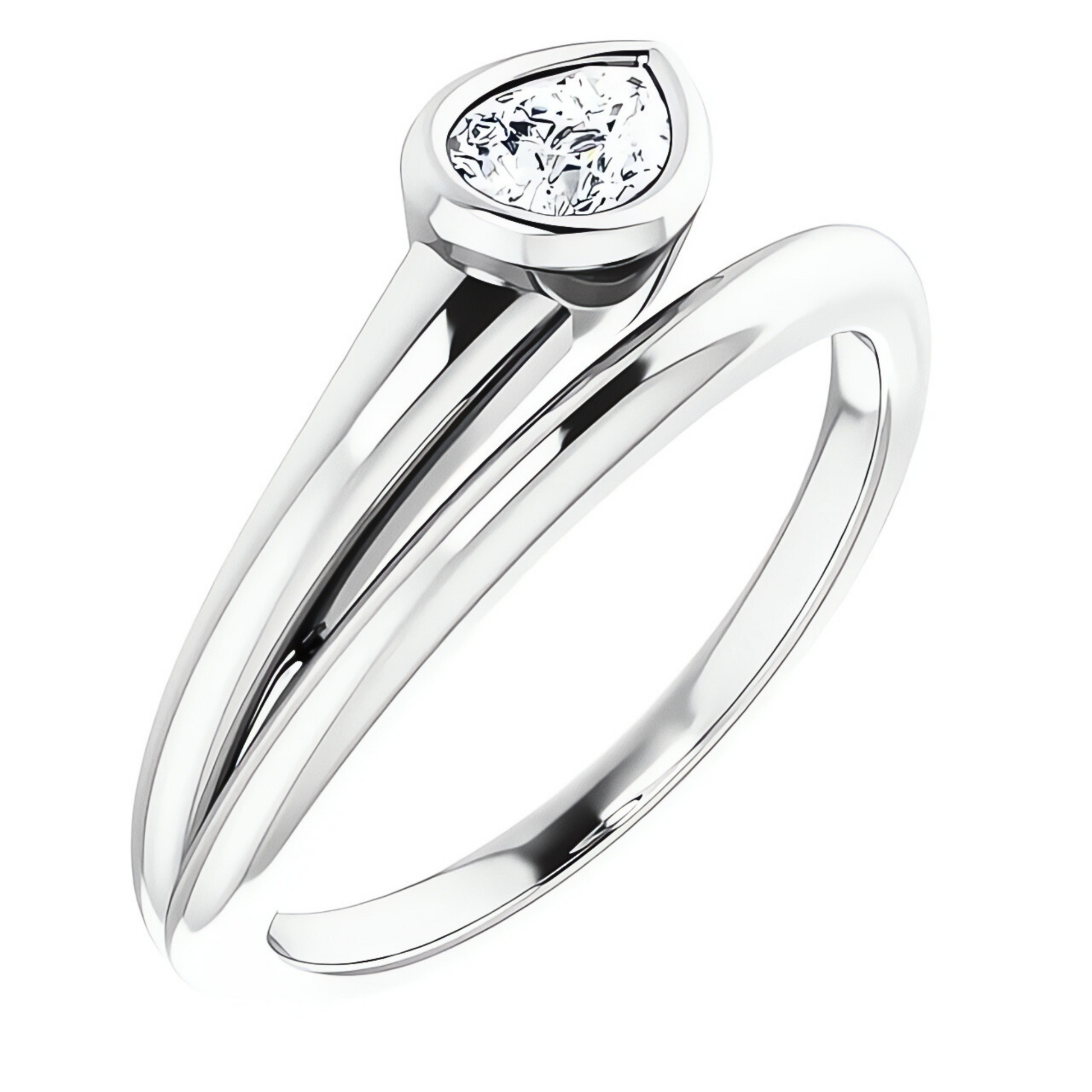 Dottie Pear Diamond Bezel Wrap Pinky Ring