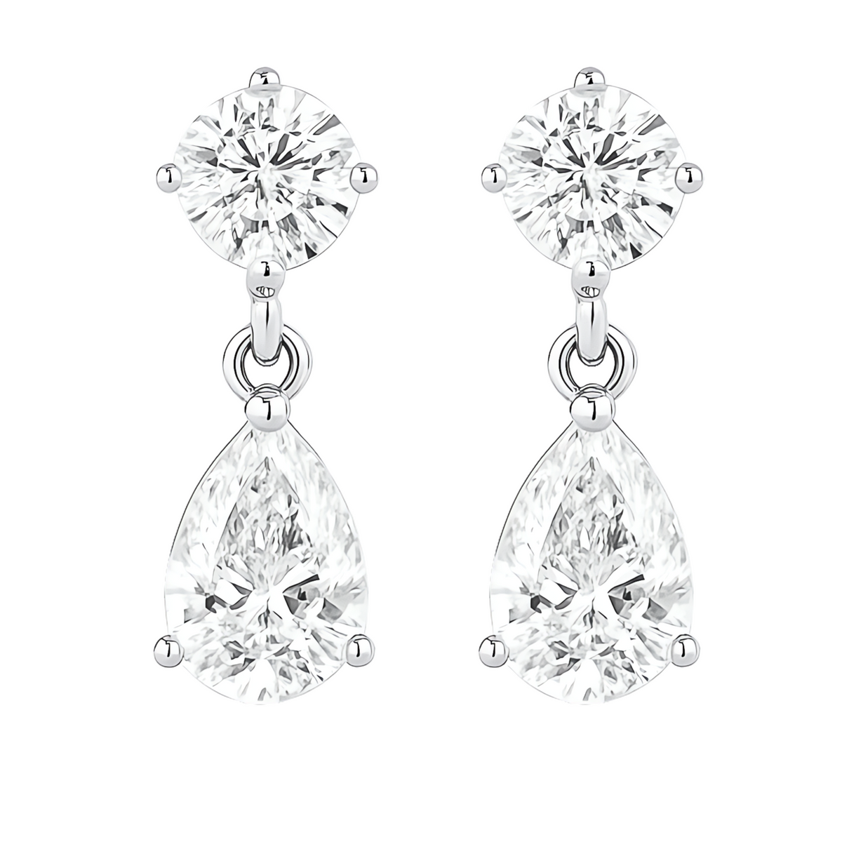 Nora Round & Pear Lab Grown Diamond Drop Earrings