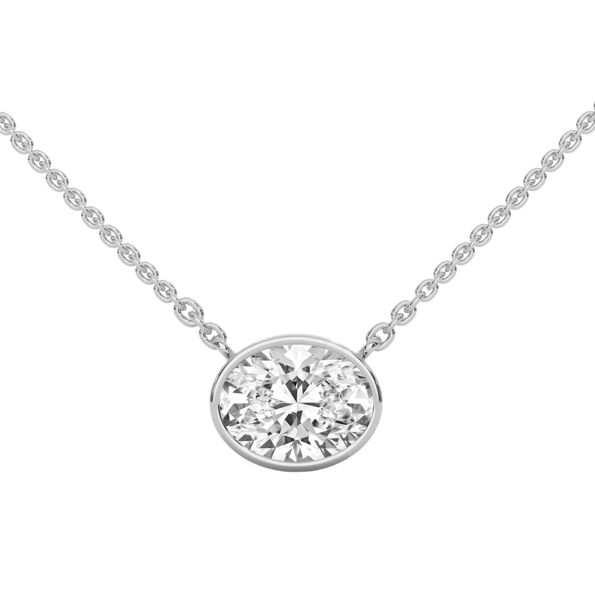 Madeline Bezel East-West Oval Lab Grown Diamond Necklace