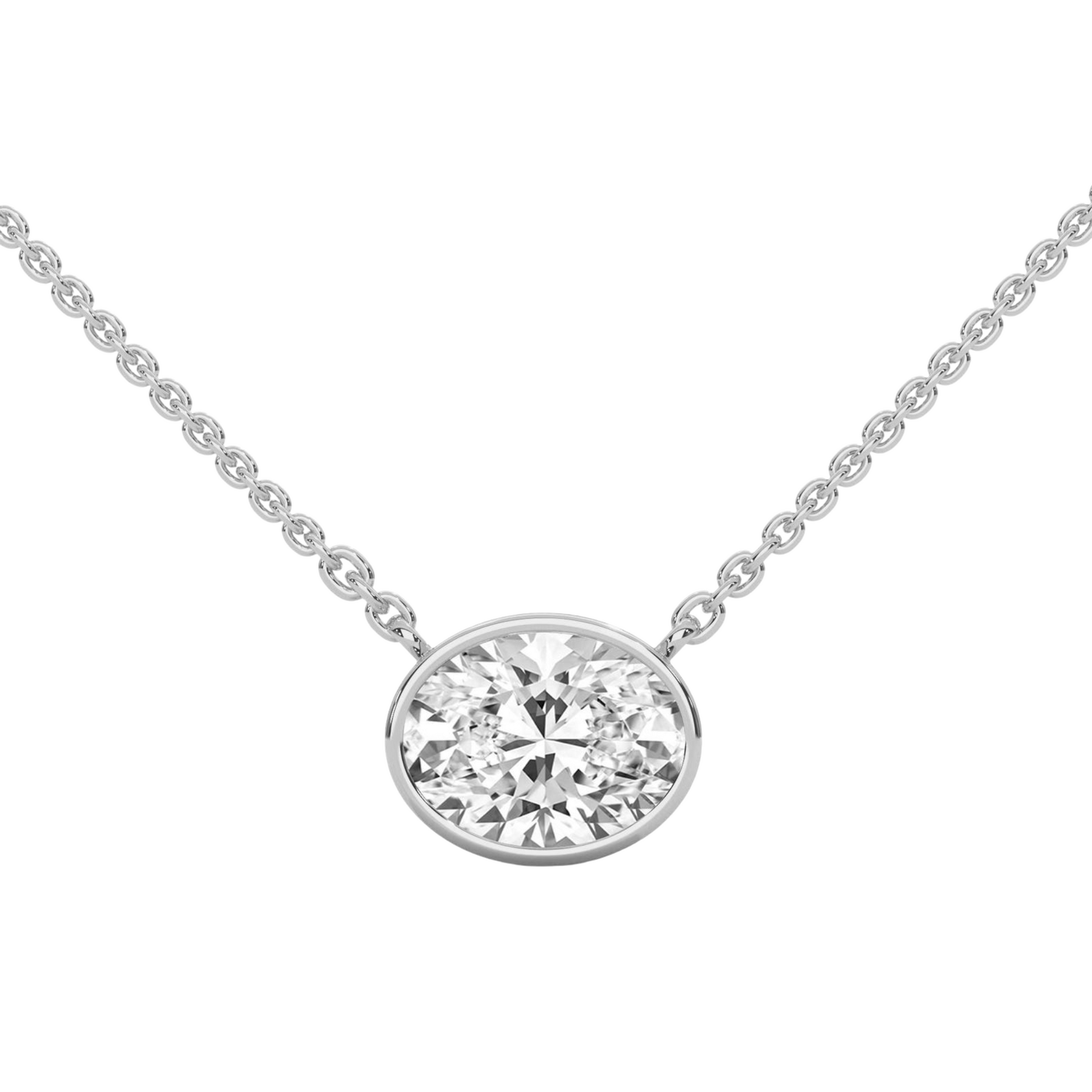 Madeline Bezel East-West Oval Lab Grown Diamond Necklace