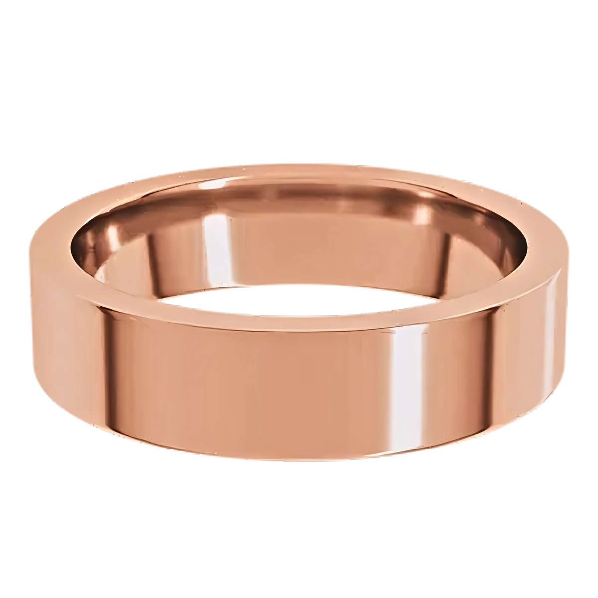 Comfort-Fit Flat Polished Men's Wedding Ring