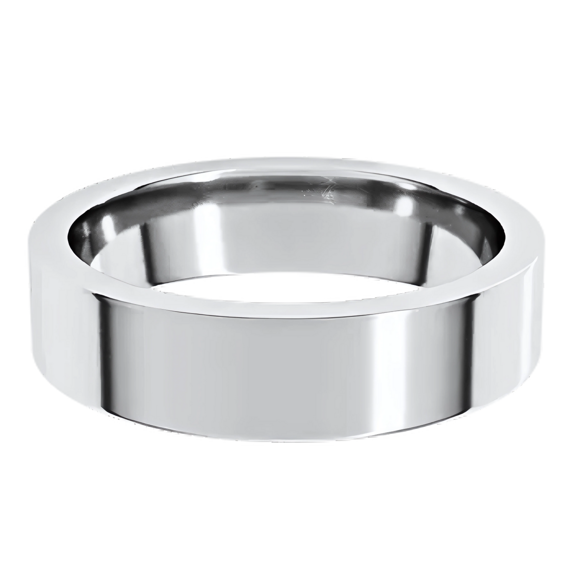 Comfort-Fit Flat Polished Men's Wedding Ring
