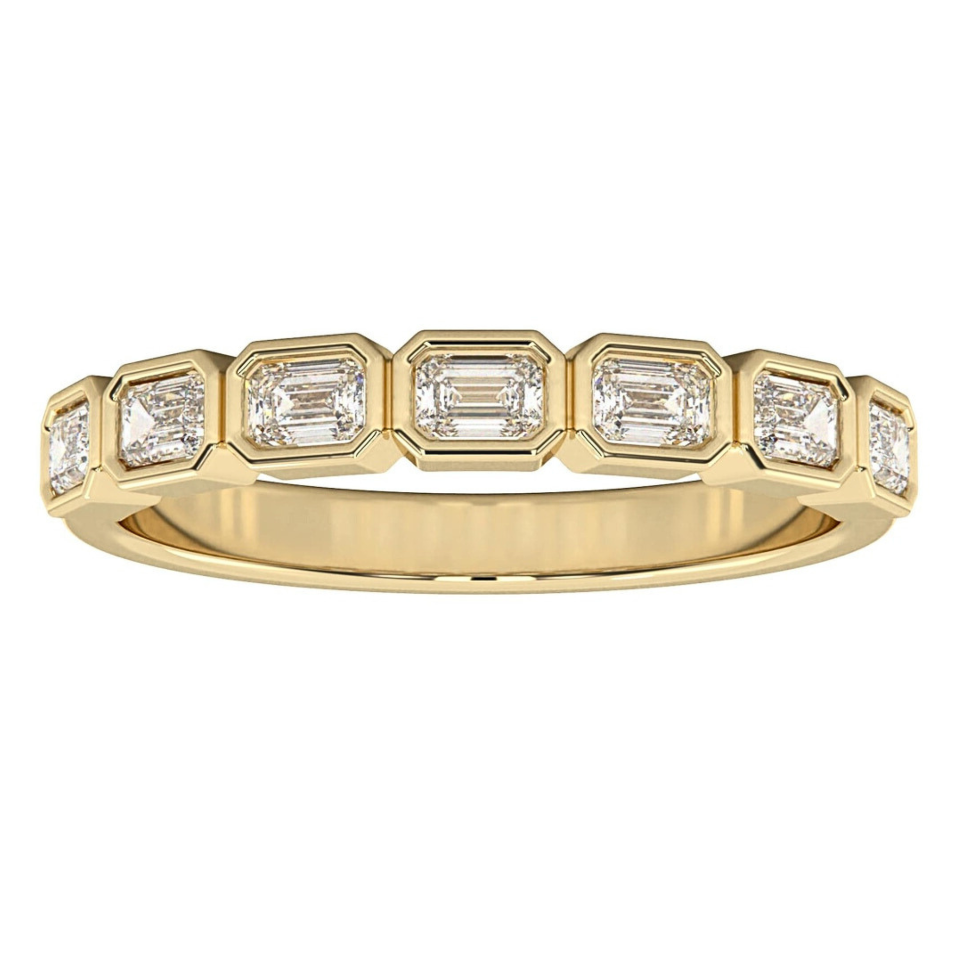 Zoe East-West Emerald Bezel Lab Grown Diamond Ring