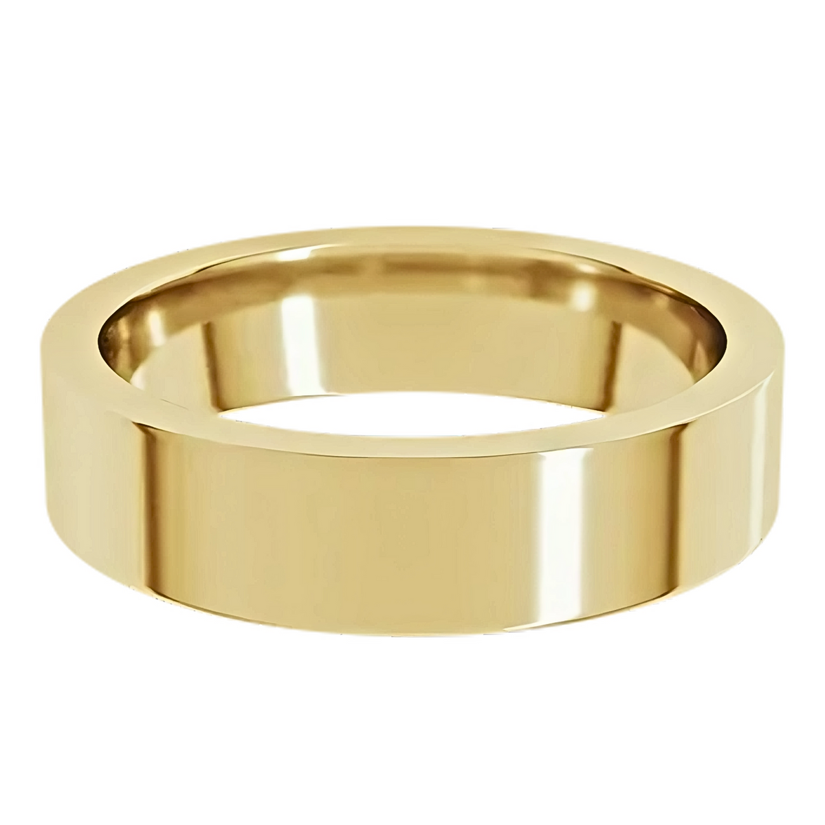 Comfort-Fit Flat Polished Men's Wedding Ring
