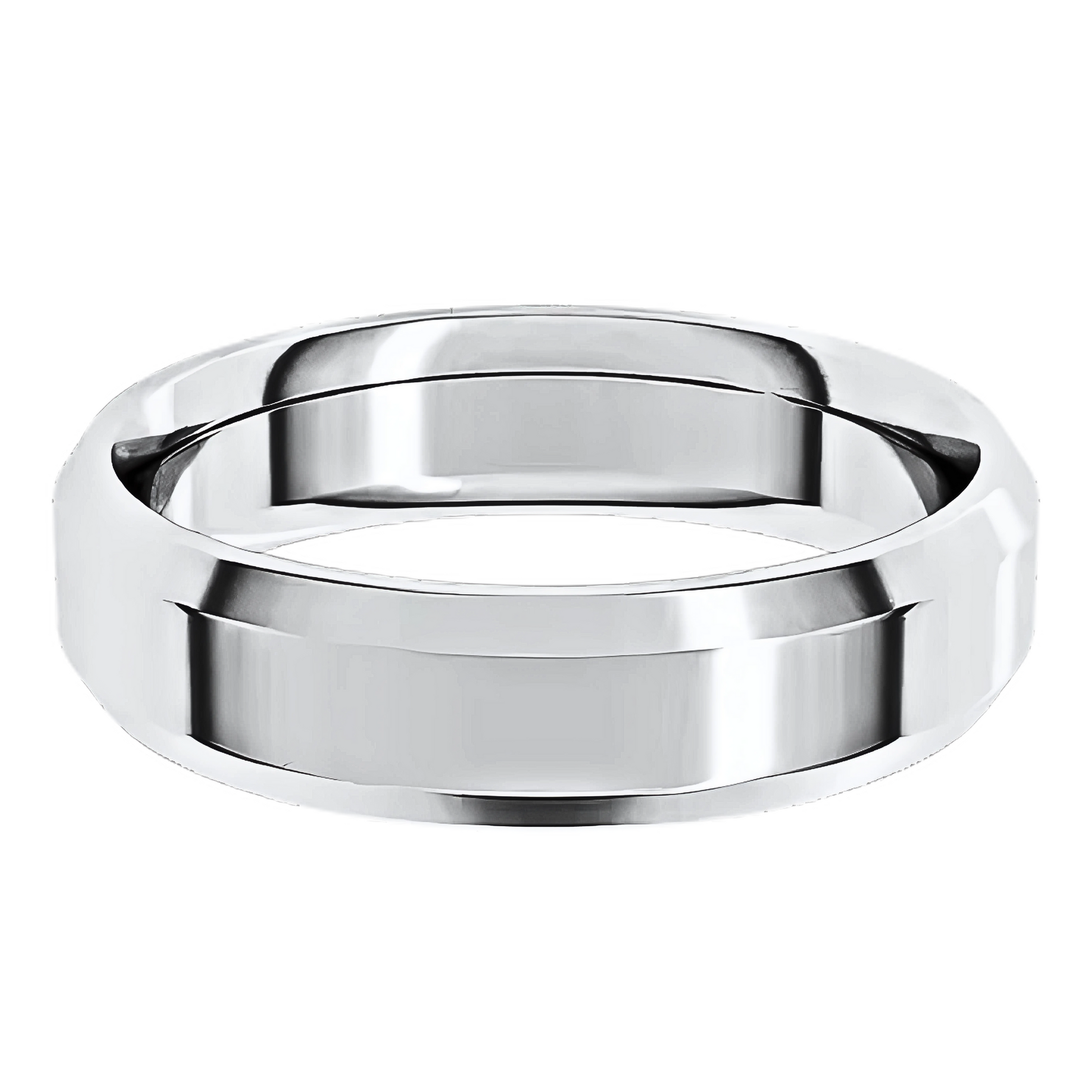 Comfort-Fit Beveled Edge Polished Men's Wedding Ring