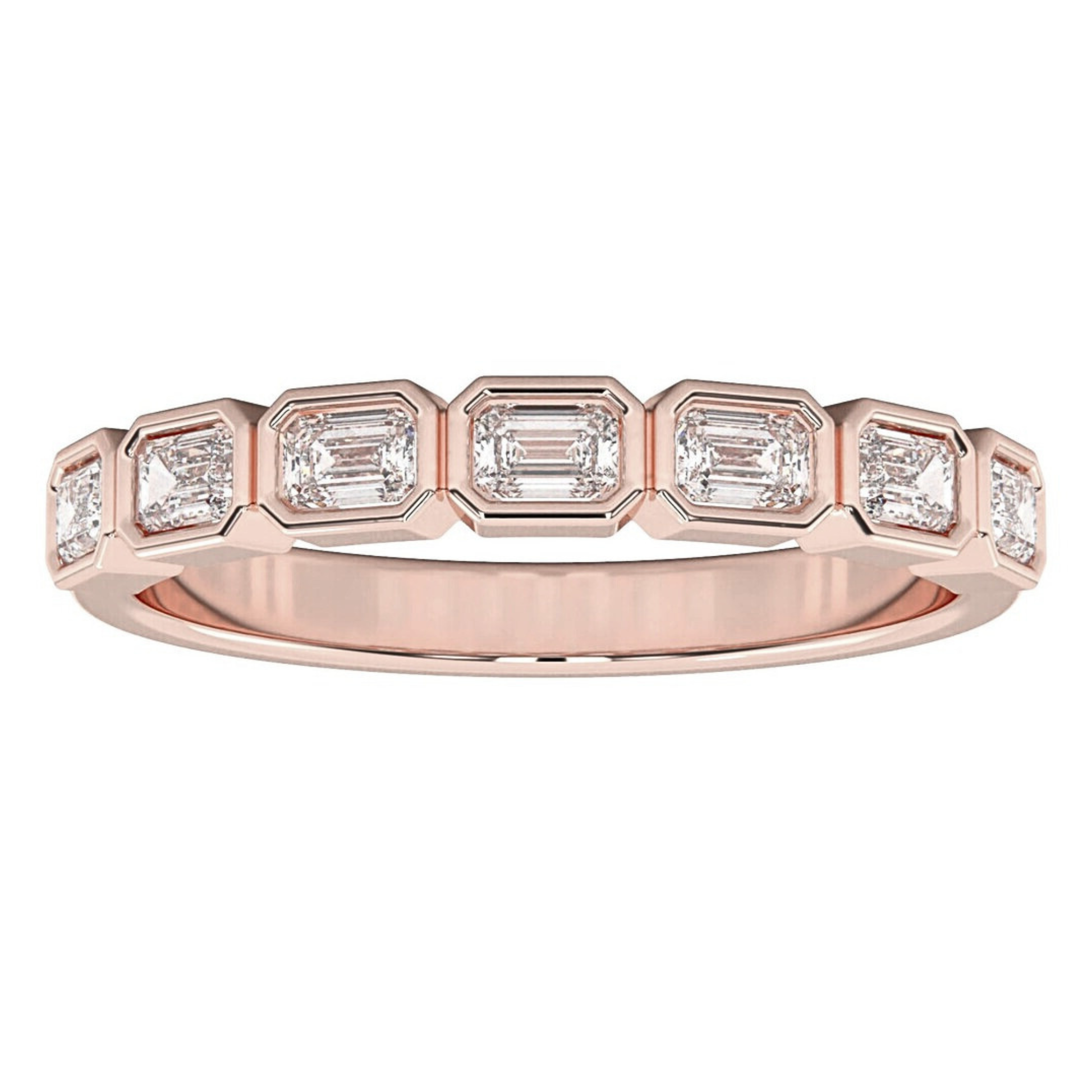 Zoe East-West Emerald Bezel Lab Grown Diamond Ring