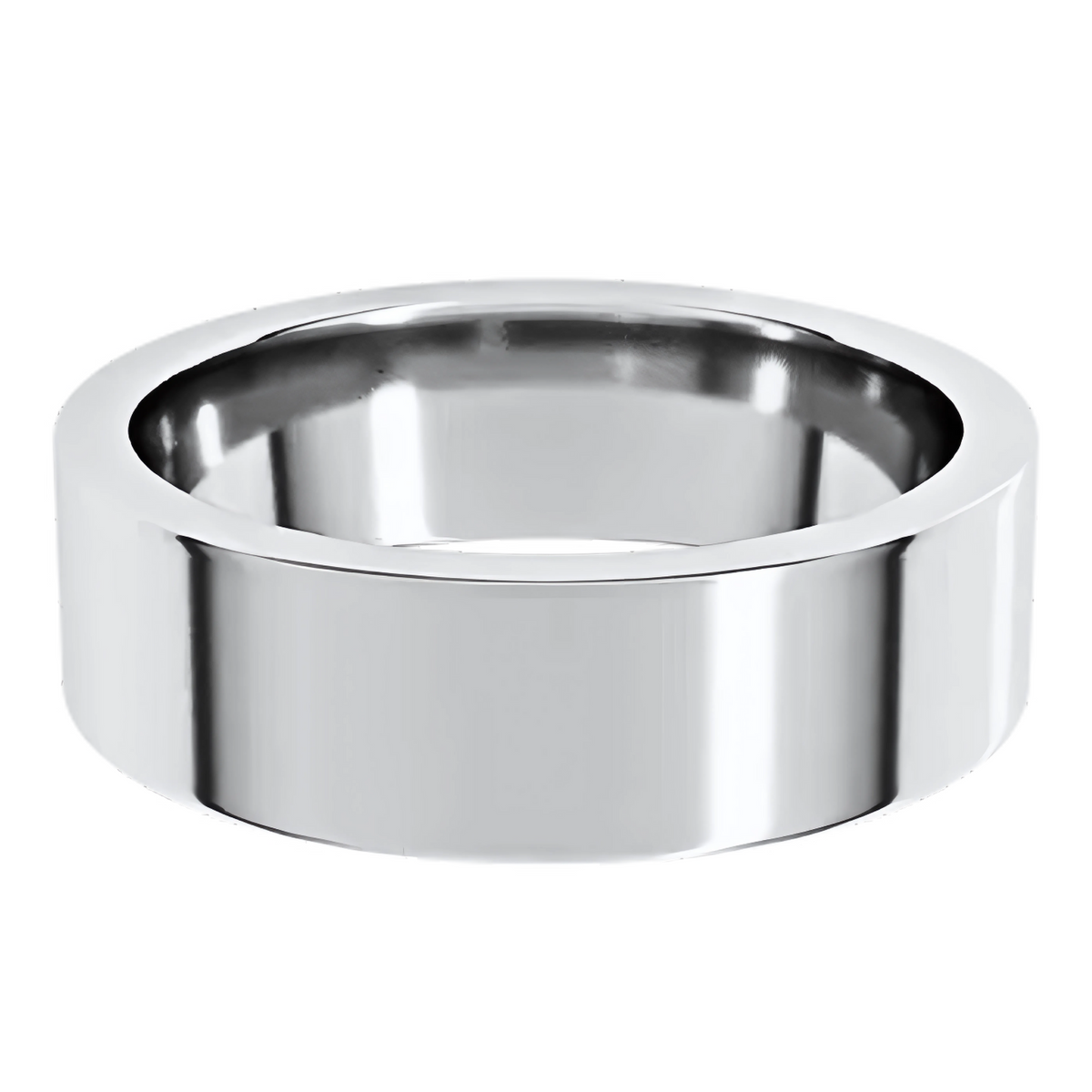 Comfort-Fit Flat Polished Men's Wedding Ring