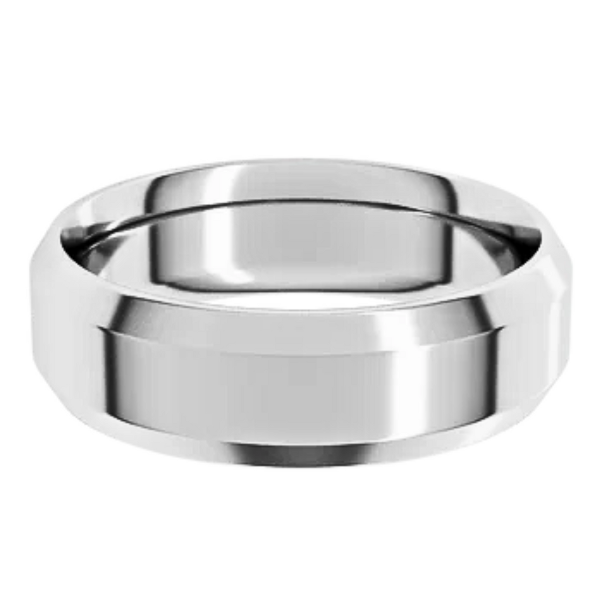 Comfort-Fit Beveled Edge Polished Men's Wedding Ring