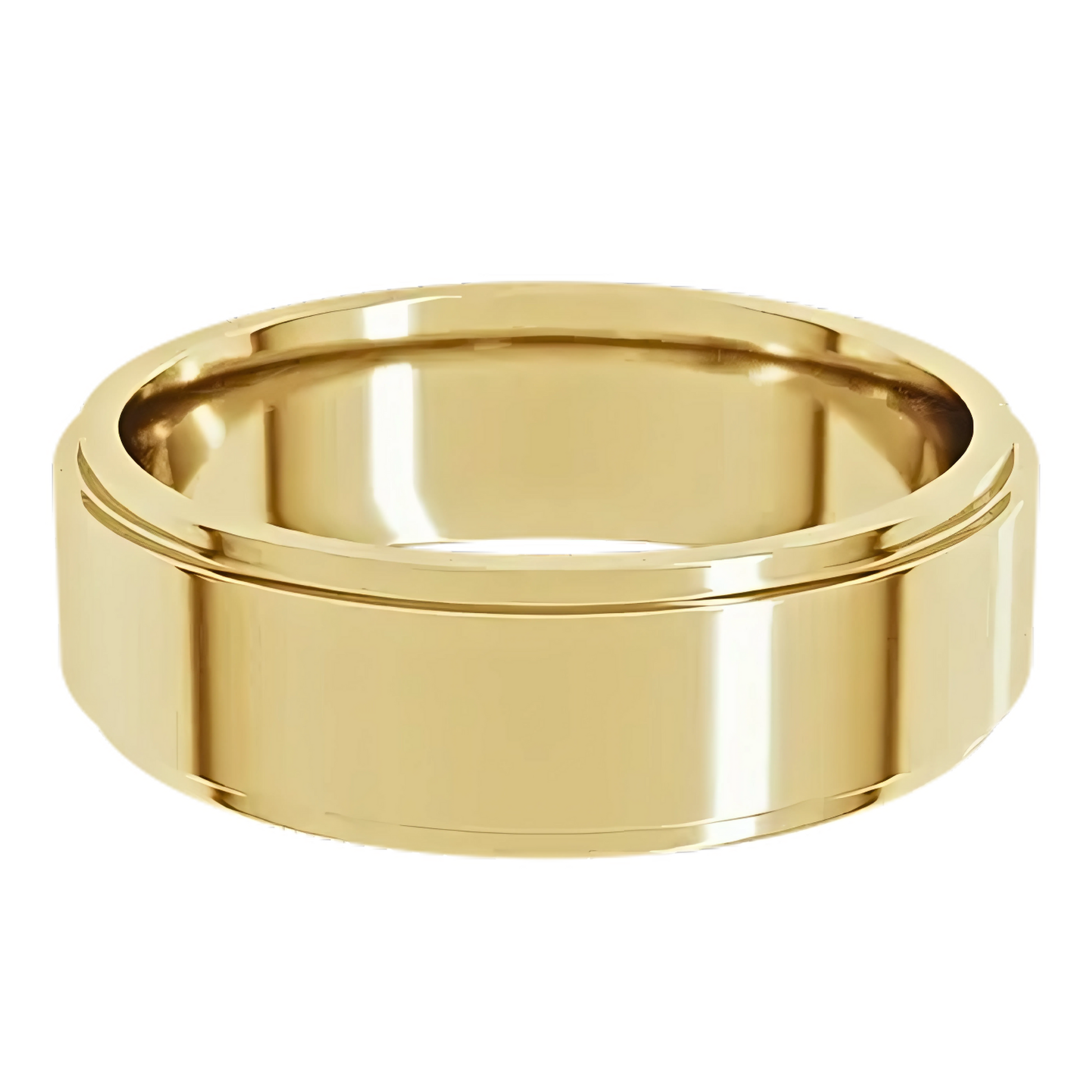 Comfort-Fit Stepped Edge Polished Men's Wedding Ring