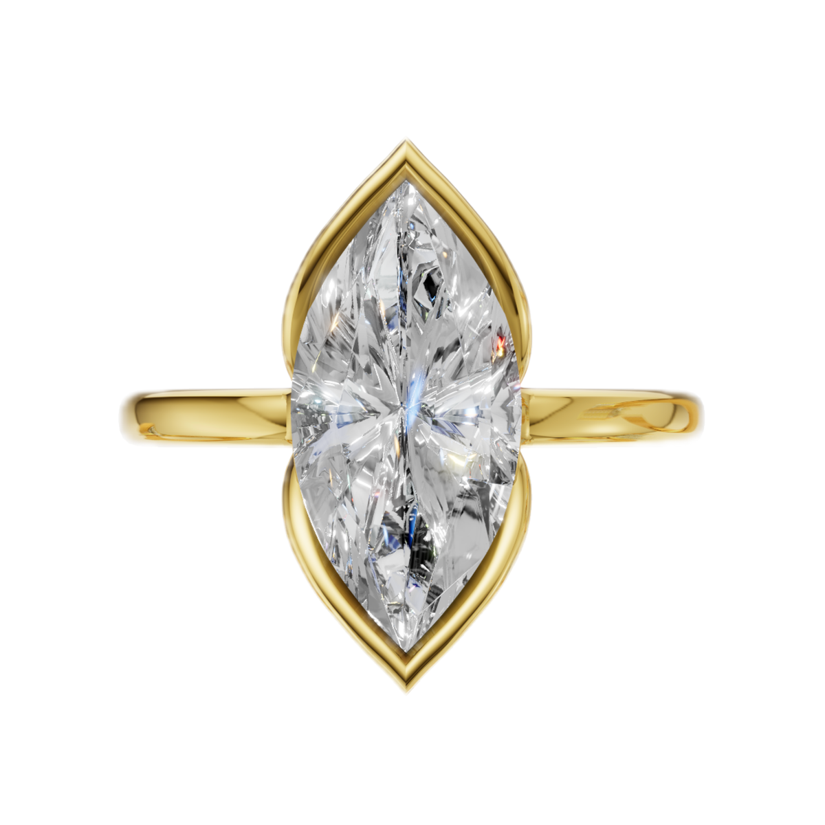 Claire 3.09 CT G VS1 Marquise Lab Grown Diamond Solitaire Half Bezel Engagement Ring
